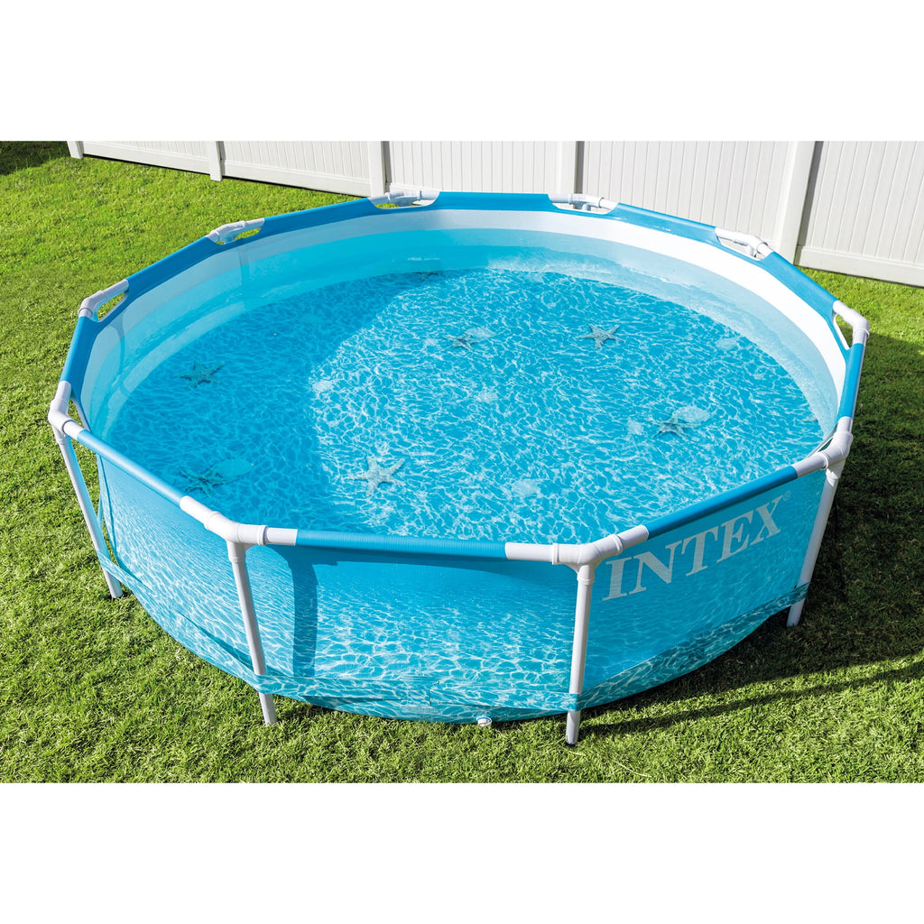 Intex: Beachside Metal Frame Pool - 10' x 30 - Above Ground Swimming, Puncture-Rust Resistant, T-Joint Setup, Family Water Play, 1185 Gal, 28206EP