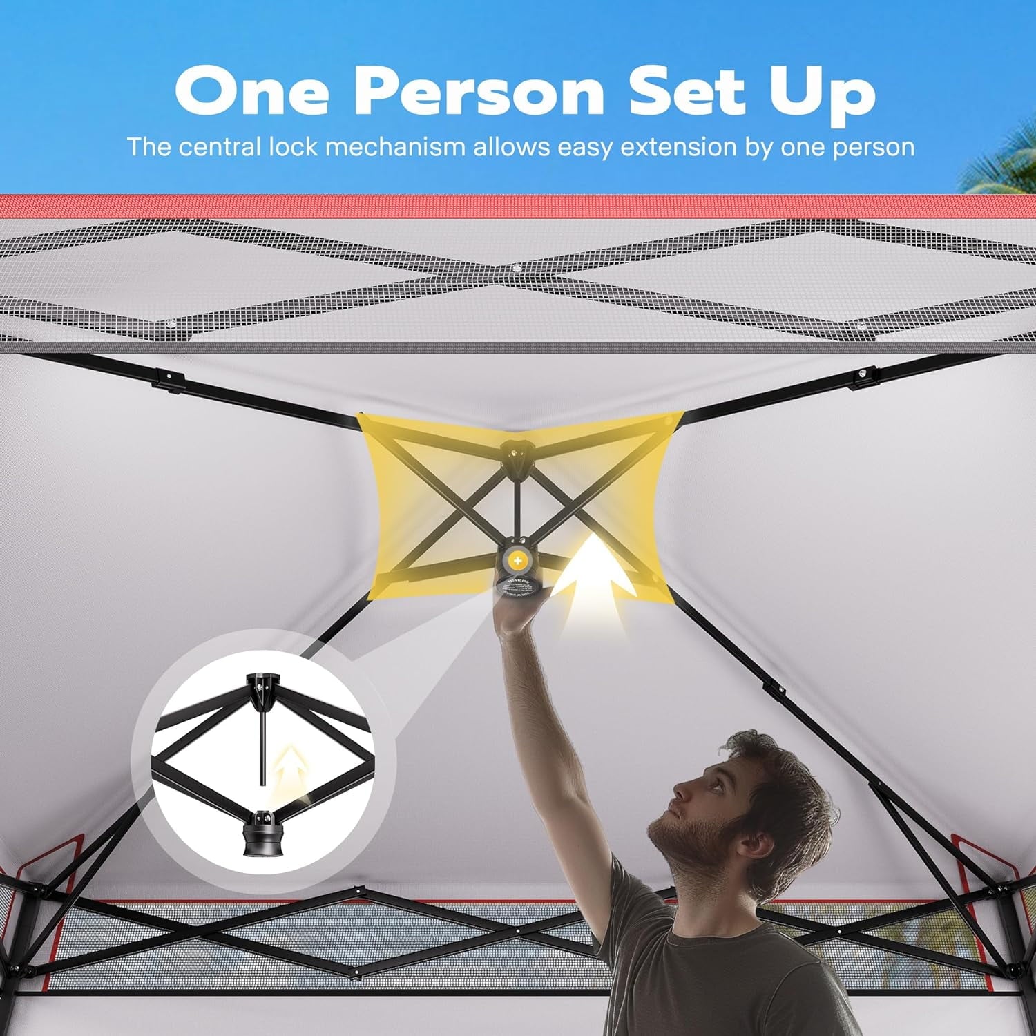 SPECSTAR 8'x8' Slant Leg Canopy Tent with Central Lock Design, Perfect for Camping, Party, Yard, and Beach Events, Beige (6x6ft Canopy Cover)