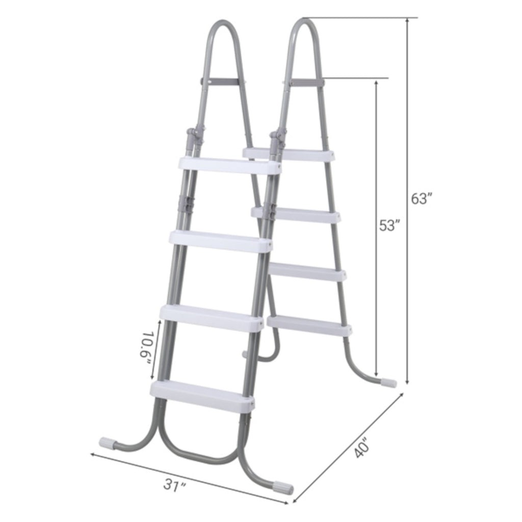 Alvantor 4-Step Above Ground Pool Ladder with Safety Buckle Foldable Entry Side 300 lb Capacity for Pools up to 52 in