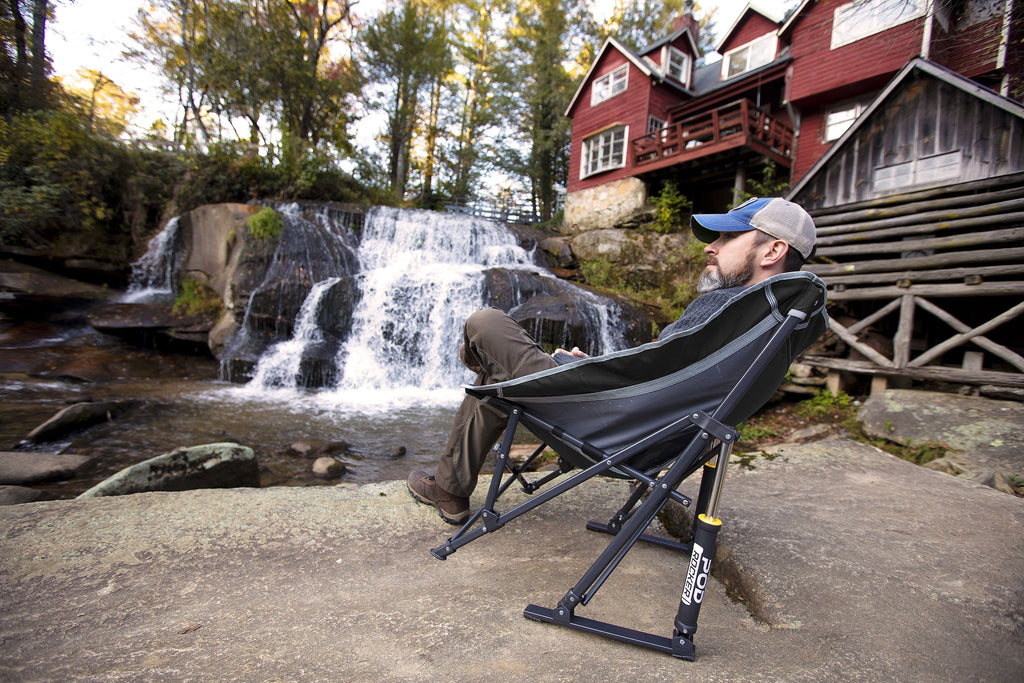 GCI Outdoor Pod Rocker Foldable Rocking Camp Chair, Black