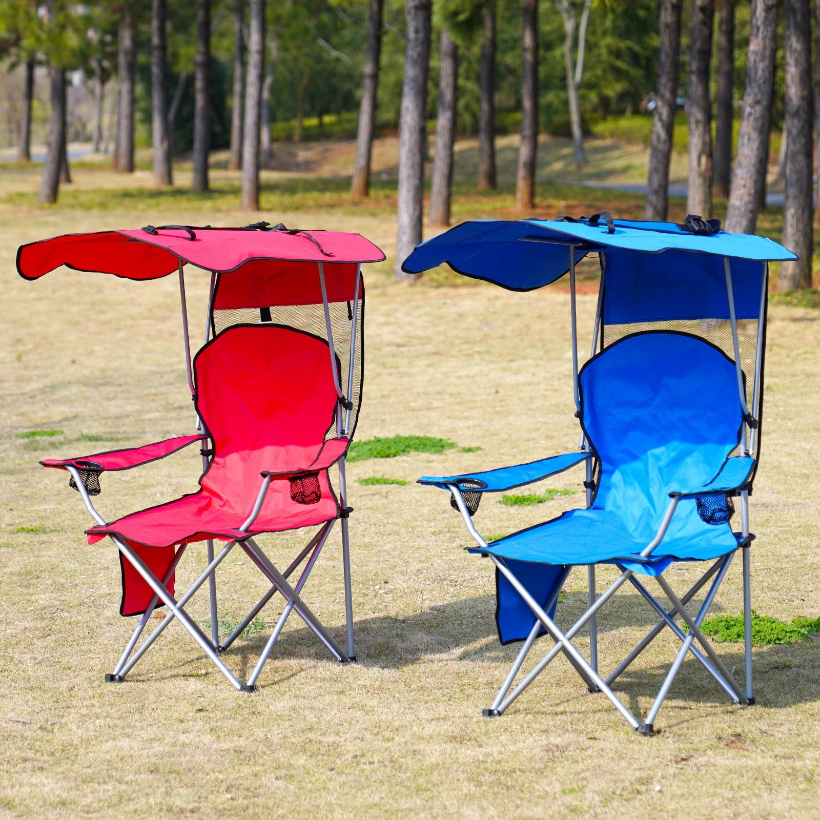 VTOY Camping Chair with Canopy Portable Canopy Camping Chairs with Shade for Outside Folding Beach Chairs with Shade for Adults(Olive Green)