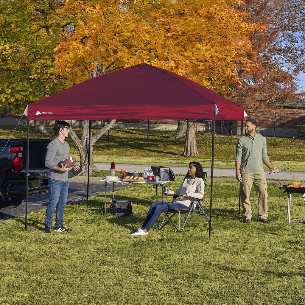 Ozark Trail 10x10 Instant Pop Up Canopy Tent with Simple Push Setup – Straight Leg Pop-Up Tent for Tailgating, Camping & Events, Gold