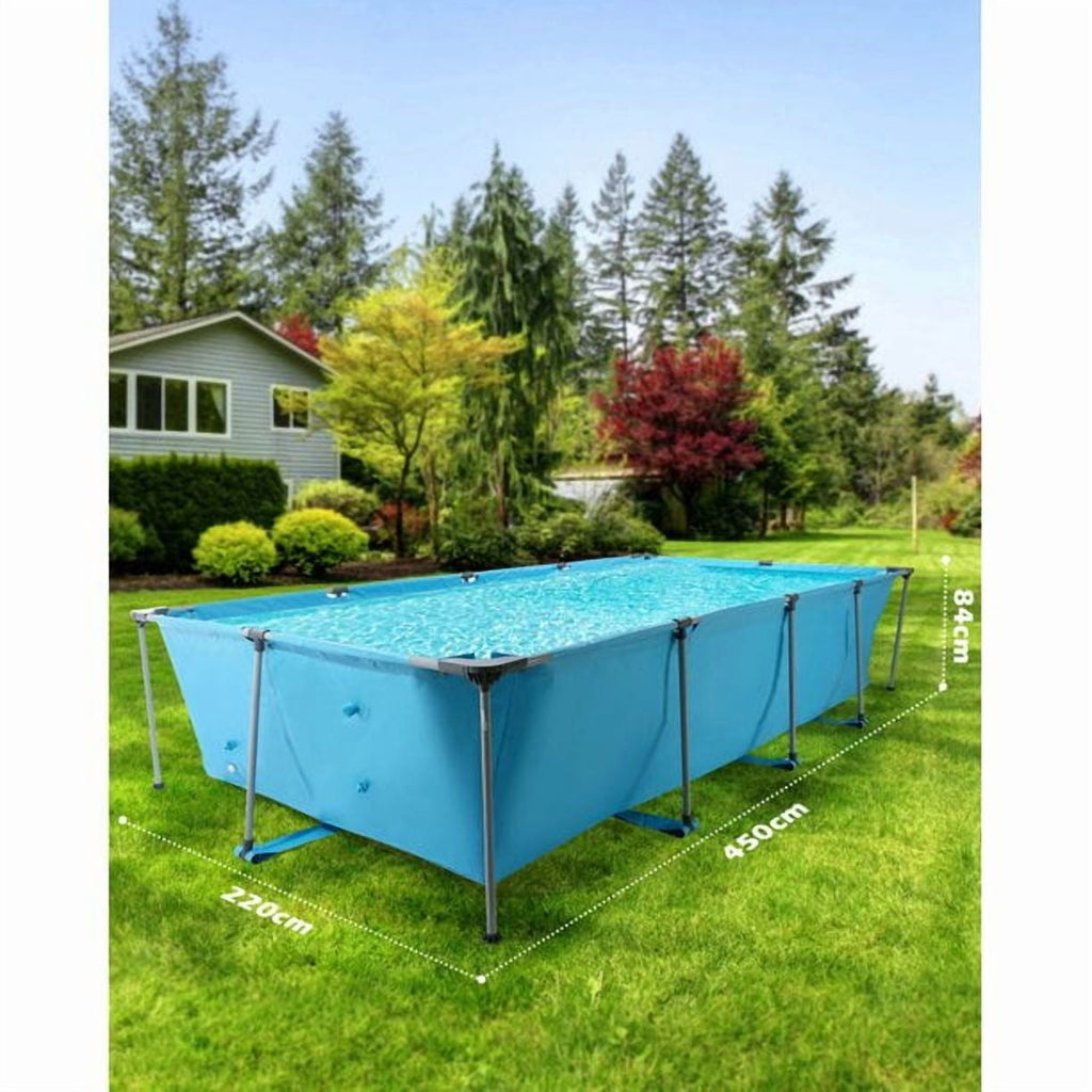 GASKY 15FT Swimming Pool Metal Frame Rectangular Frame Outdoor Backyard Above Ground Family Teenagers Splash
