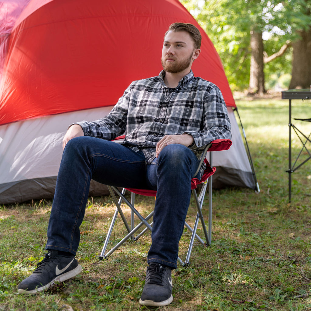 Ozark Trail Quad Folding Camp Chair with Cup Holder, Black