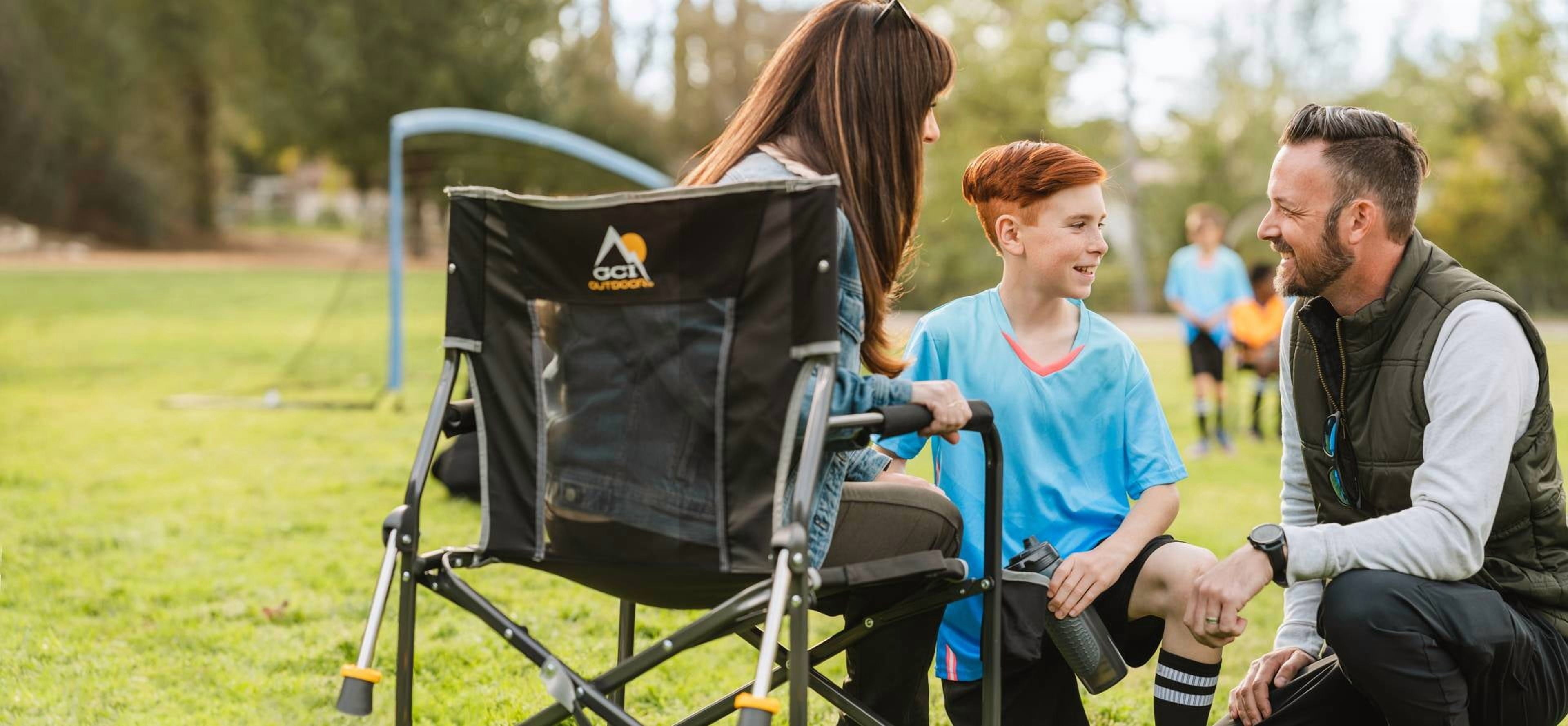 GCI Outdoor Freestyle Rocker Foldable Rocking Camping Chair, Black