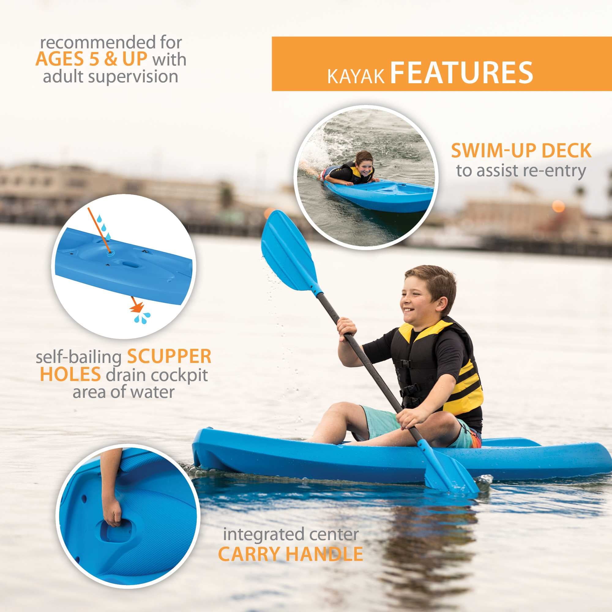 Lifetime Recruit 6.5 ft Youth Sit-On-Top Kayak with Paddle, Lime Green (90765)