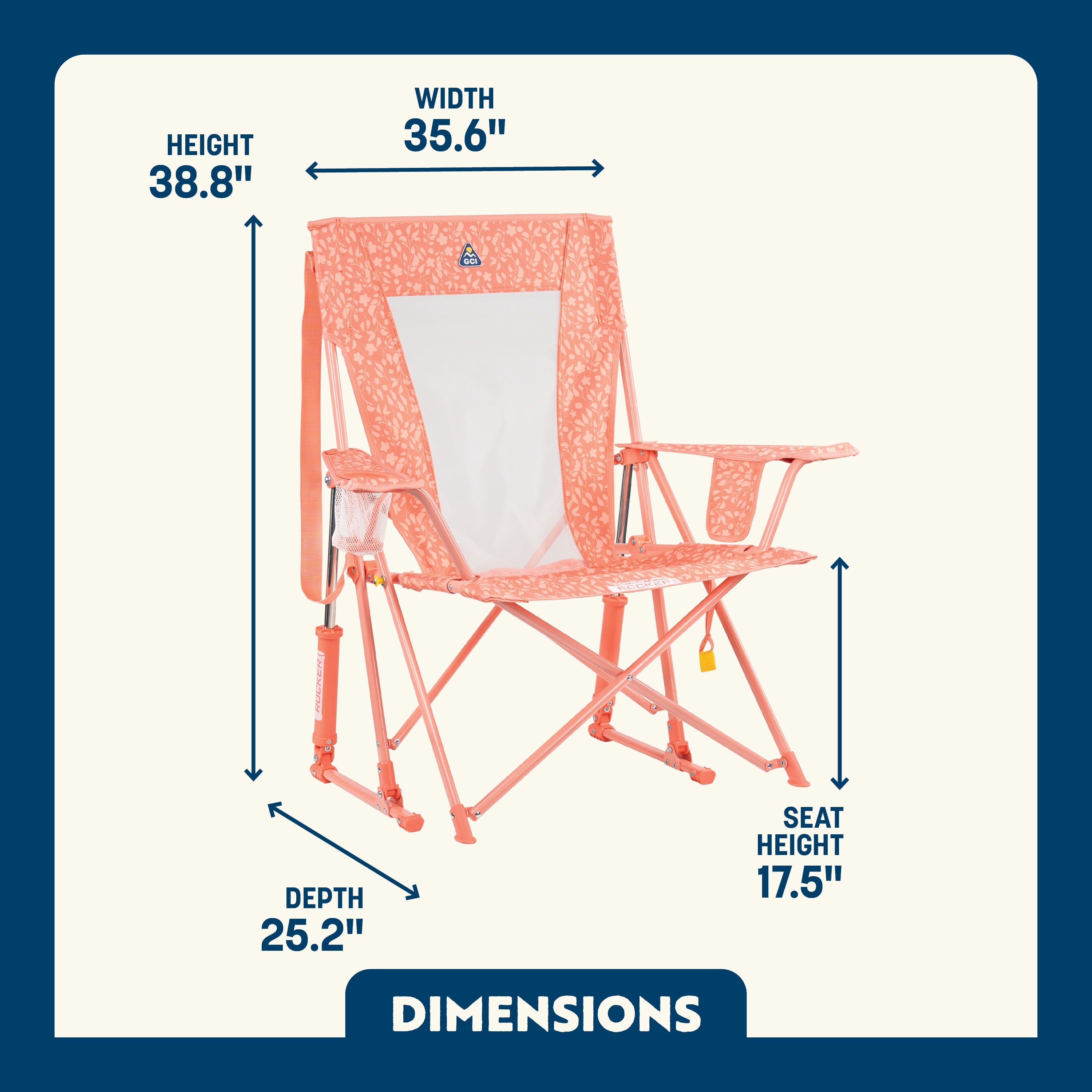 GCI Outdoor Comfort Pro Rocker Camping Chair with Mesh Backrest, Pastel Green Colorblock