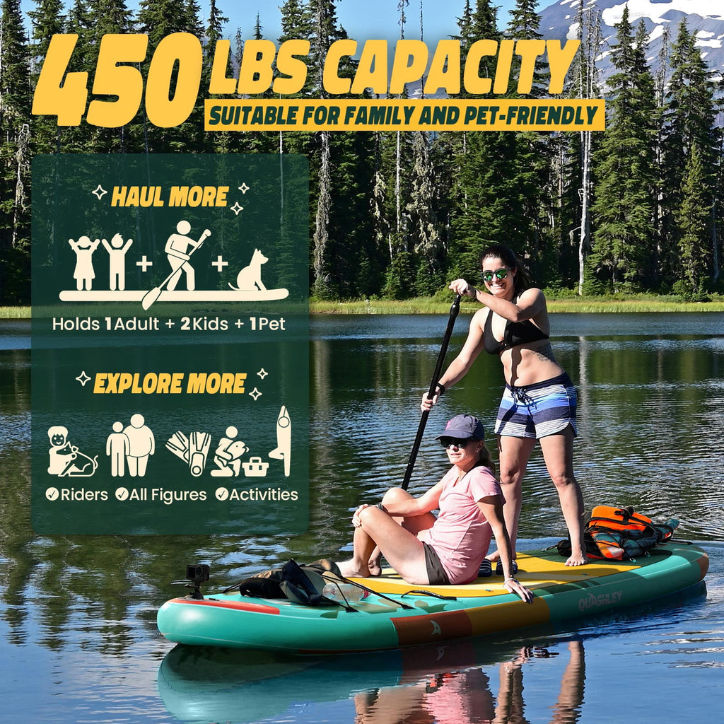 Quashley Inflatable Paddle Board 11' x 34 Wide All-Around SUP with Paddle, Pump, Backpack & Leash