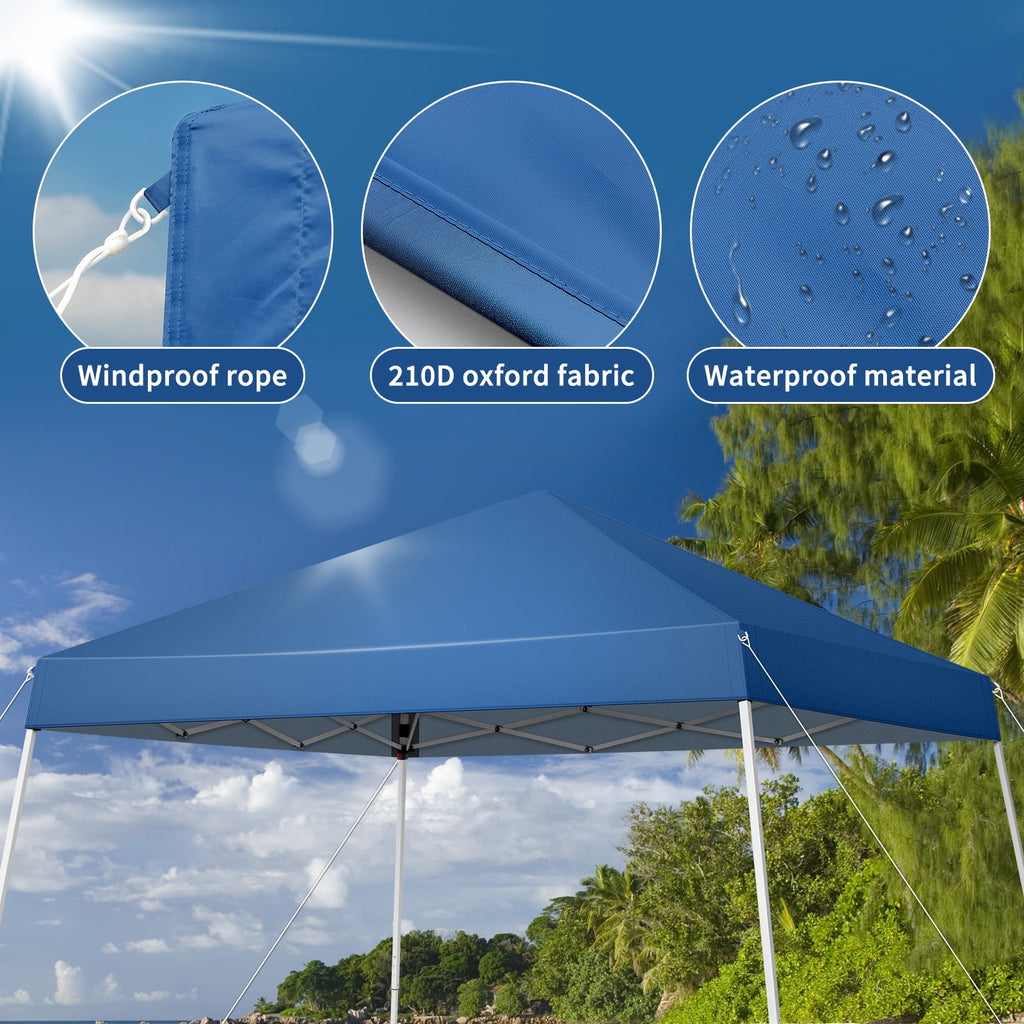 Ktaxon 10ft x 10ft Ez Pop Up Canopy Tent,Outdoor Sun Shade Shelter,Beach Tent,Outdoor Gazebo for Party Wedding Camping BBQ Events,Blue