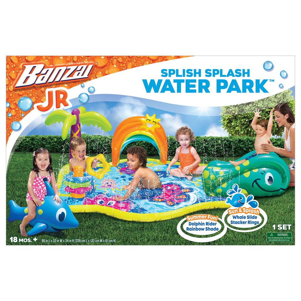 Banzai Jr. Splish Splash Inflatable Water Park for Toddlers - Includes Slide and Play Features