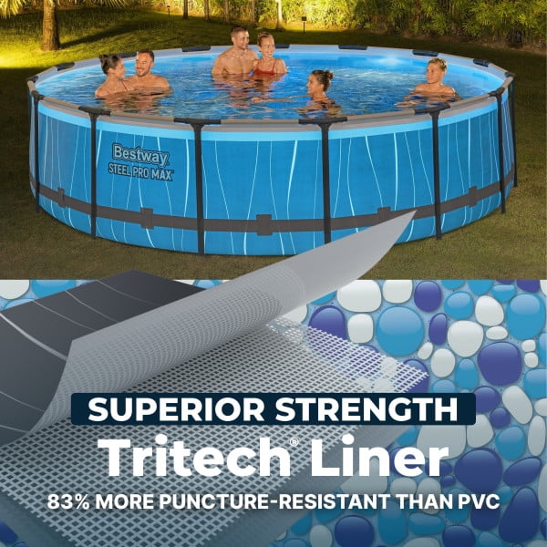 Bestway Steel Pro MAX 15'x42 Metal Frame Above Ground Pool Set w/Color-Changing LED Light