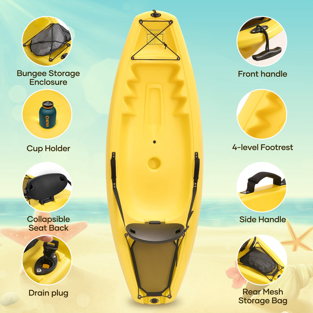 Naipo Kayak with paddle 6.5FT Kayak 4 Level Footrest Sit On Top for Youth Kid to Teen Up to 121lbs
