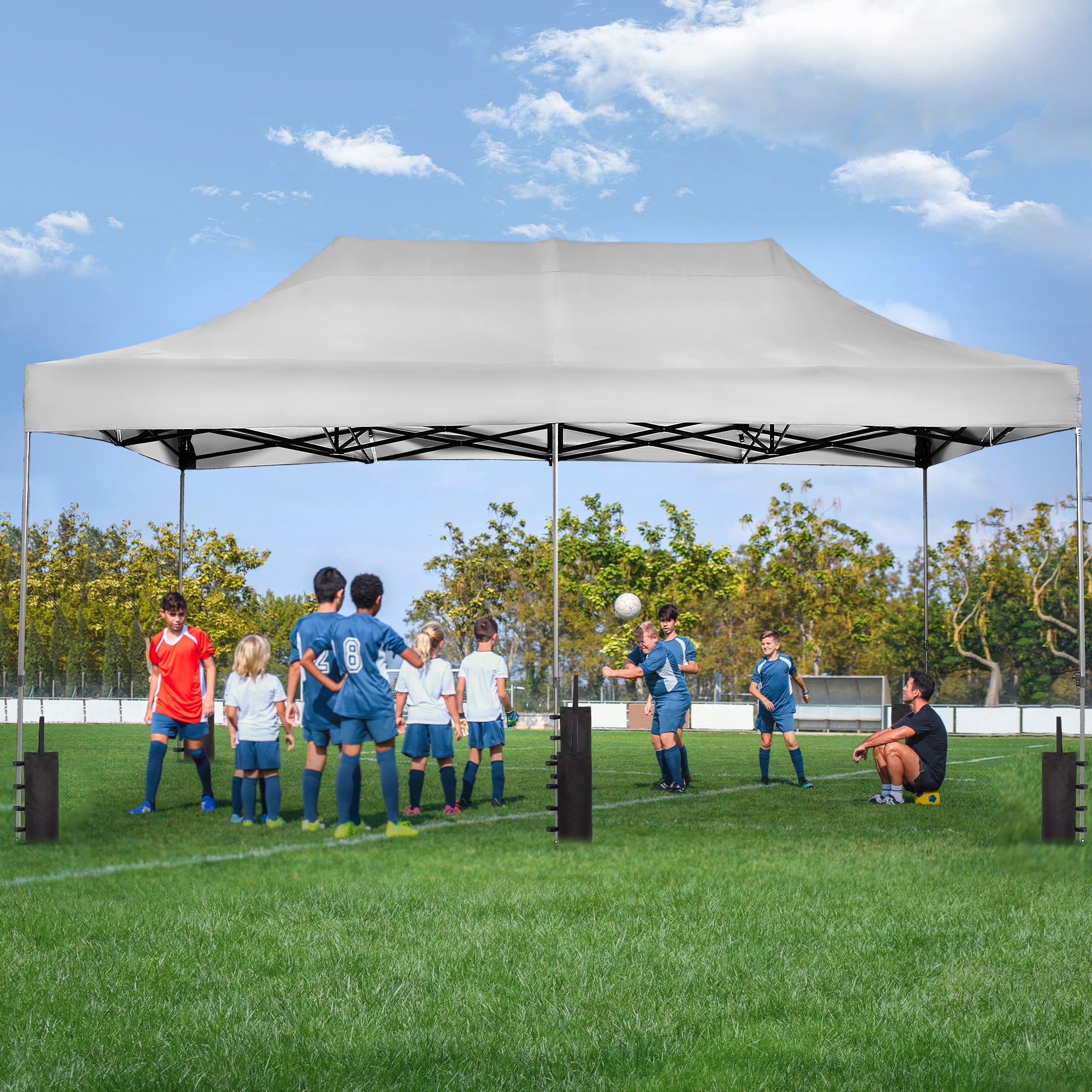 Ainfox 5-Piece Sidewalls for 10x20 Pop Up Canopy Tent, 420D Oxford PVC Waterproof Sun Shade Privacy Walls with Windows & Zippers, White