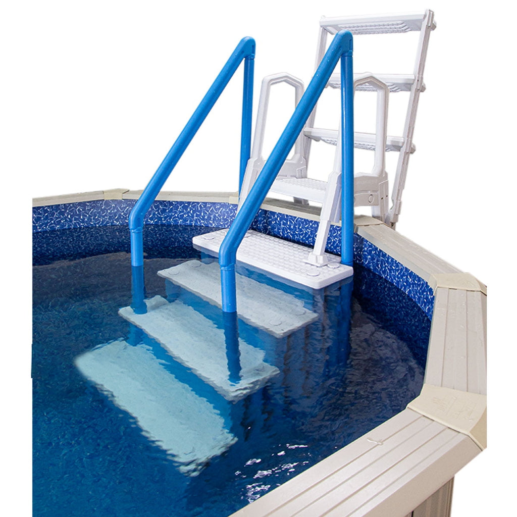 Aqua Select White Outside Flip-up Safety Ladder for Above Ground Pools 48-54H