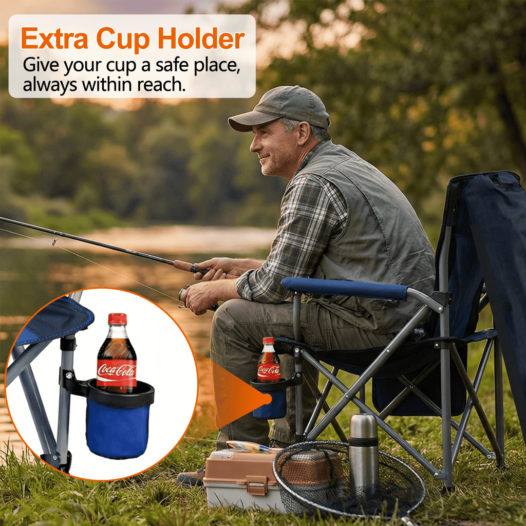 Camping Chairs for Adults, Portable Folding Lawn Chairs with Side Pockets & Cup Holder for Outside, Fishing, Camp & Garden
