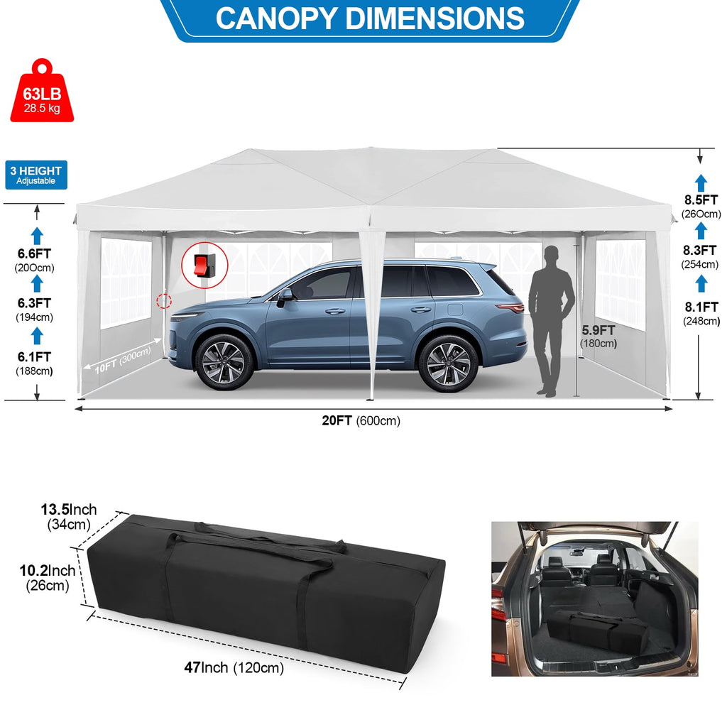 HOTEEL 10x10ft Popup Canopy Waterproof Canopy with 4 Sidewalls Outdoor Commercial Instant Shelter Beach Camping Canopy Tent for Party, Black