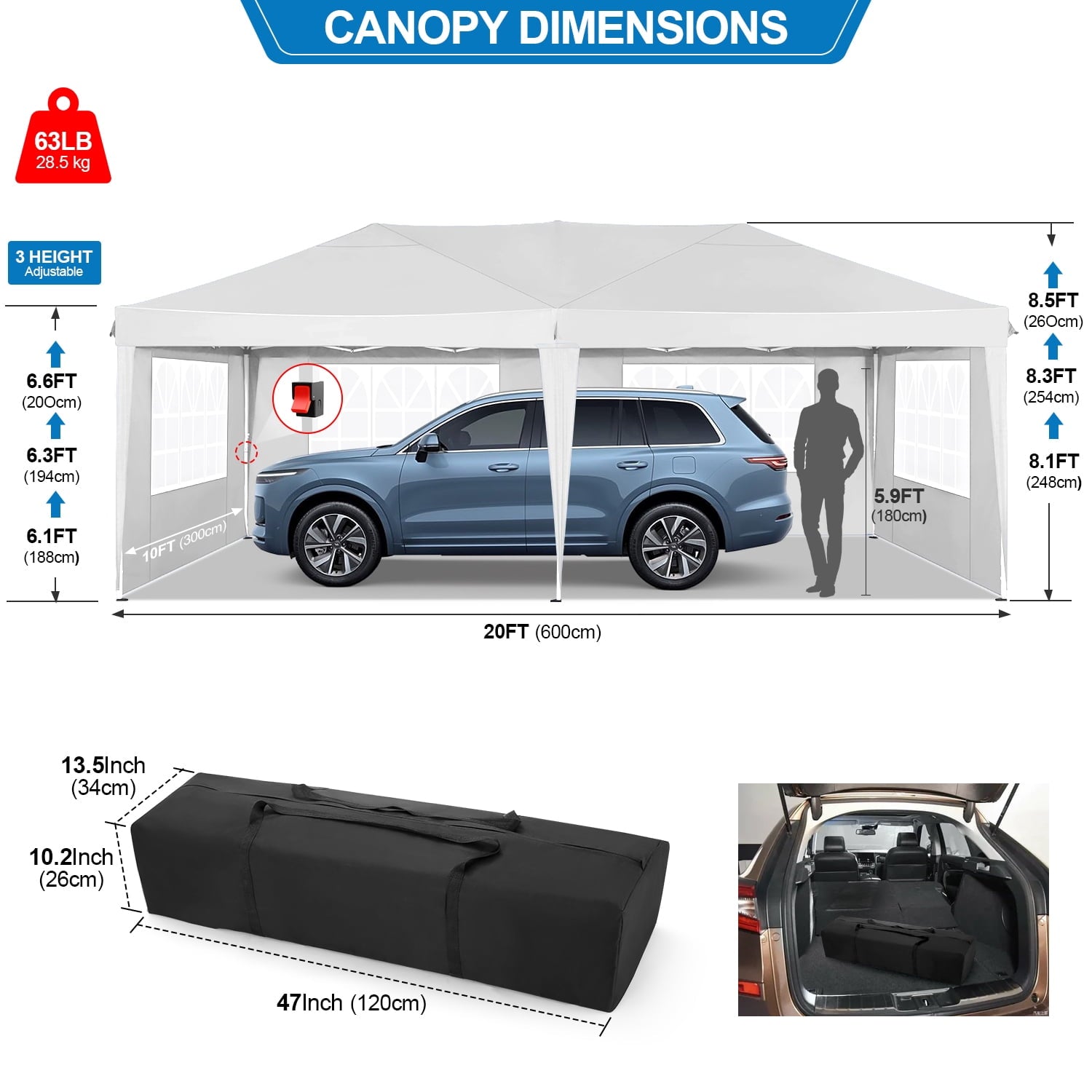 HOTEEL 10x10ft Popup Canopy Waterproof Canopy with 4 Sidewalls Outdoor Commercial Instant Shelter Beach Camping Canopy Tent for Party, Black