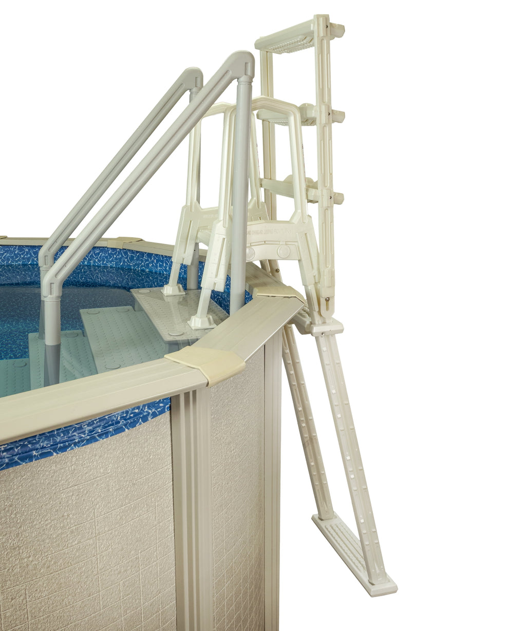 Aqua Select White Outside Flip-up Safety Ladder for Above Ground Pools 48-54H