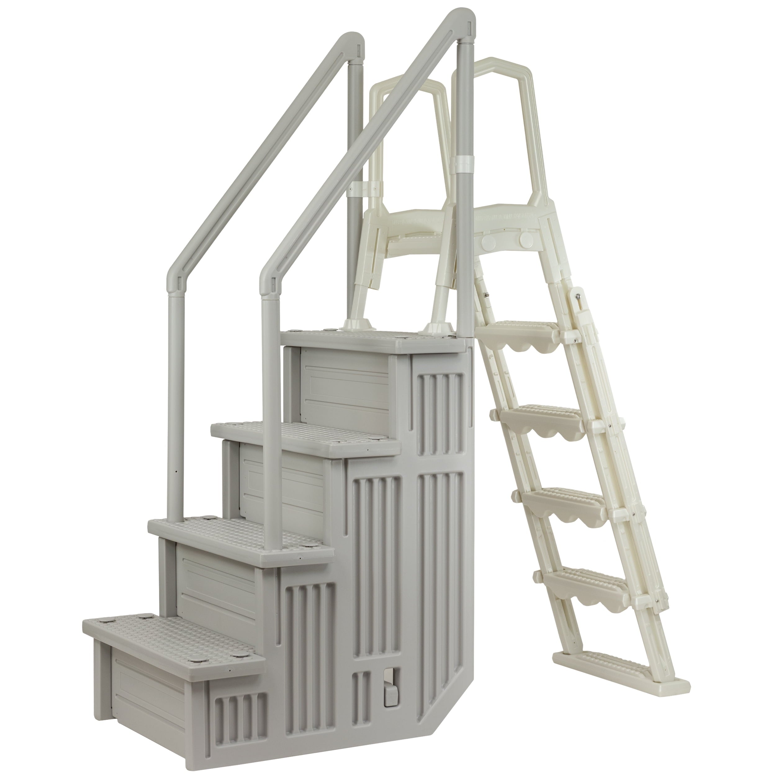 Aqua Select White Outside Flip-up Safety Ladder for Above Ground Pools 48-54H