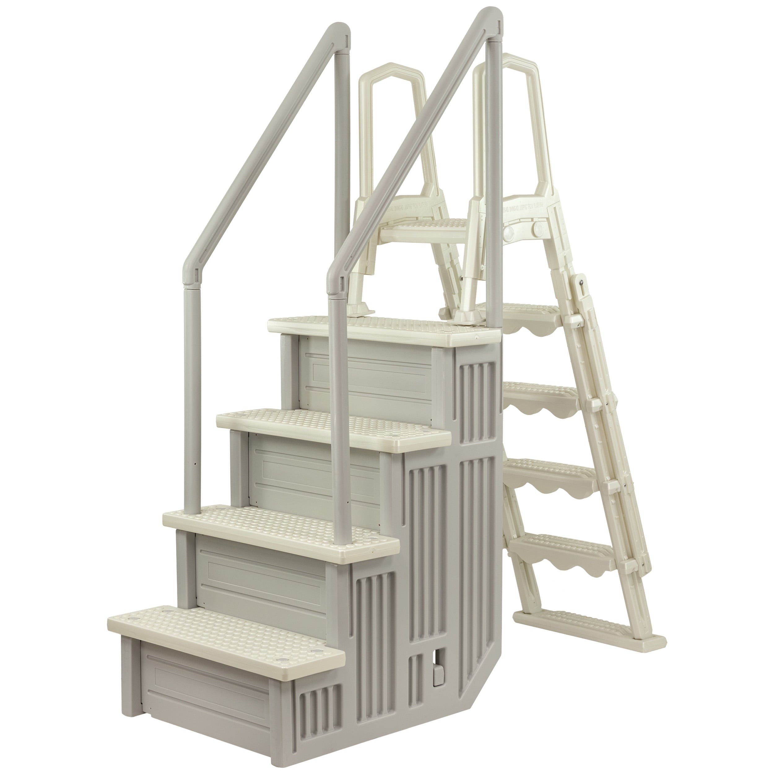 Aqua Select White Outside Flip-up Safety Ladder for Above Ground Pools 48-54H