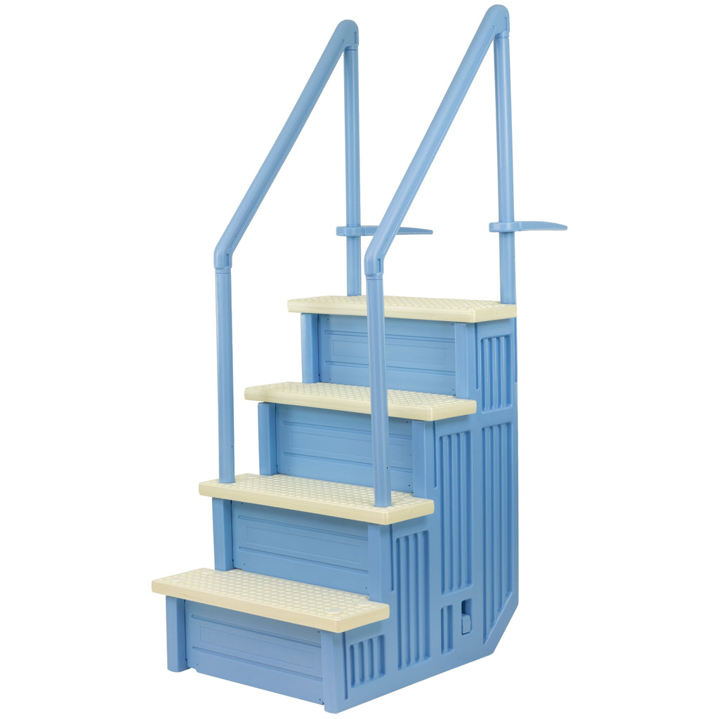 Aqua Select White Outside Flip-up Safety Ladder for Above Ground Pools 48-54H