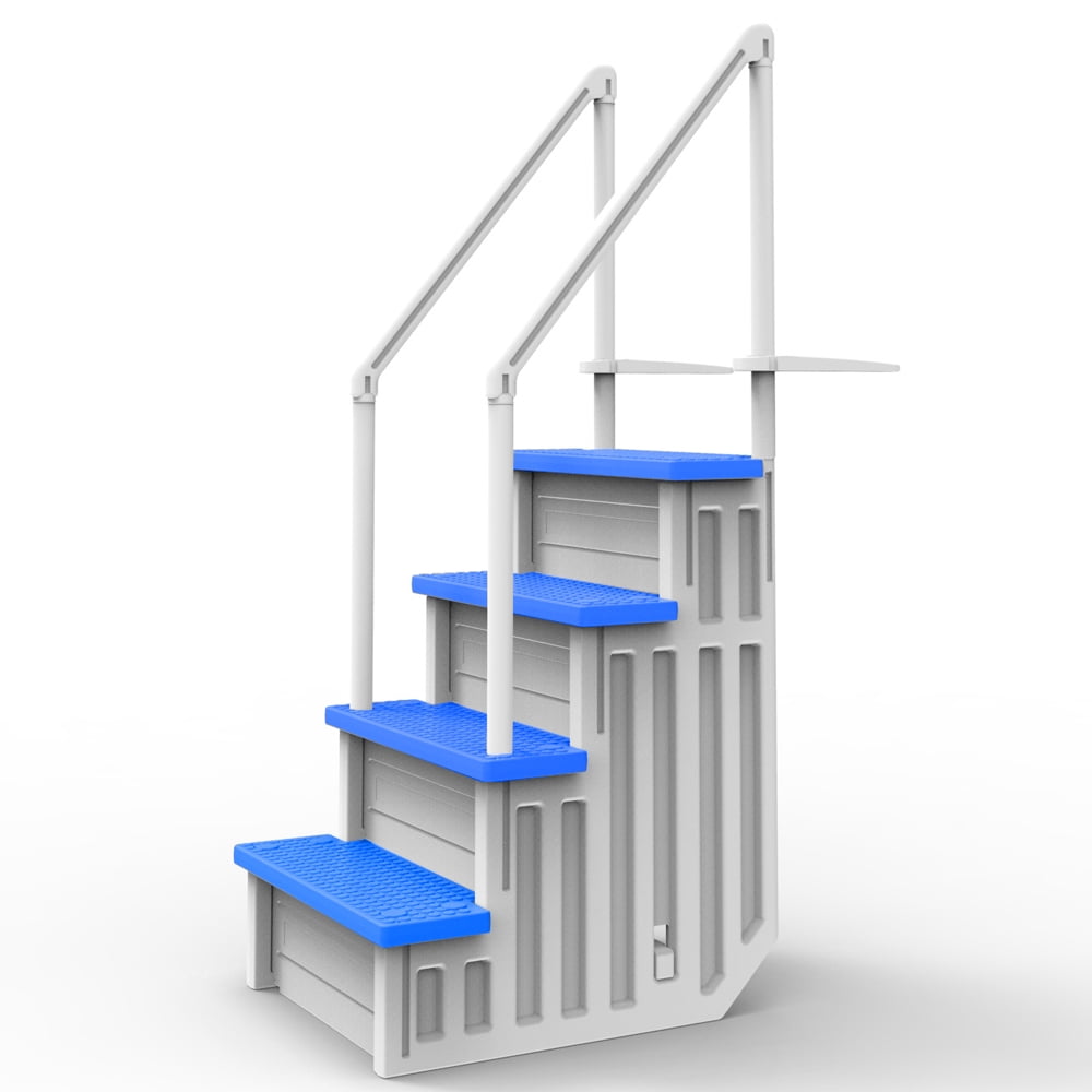 Aqua Select White Outside Flip-up Safety Ladder for Above Ground Pools 48-54H