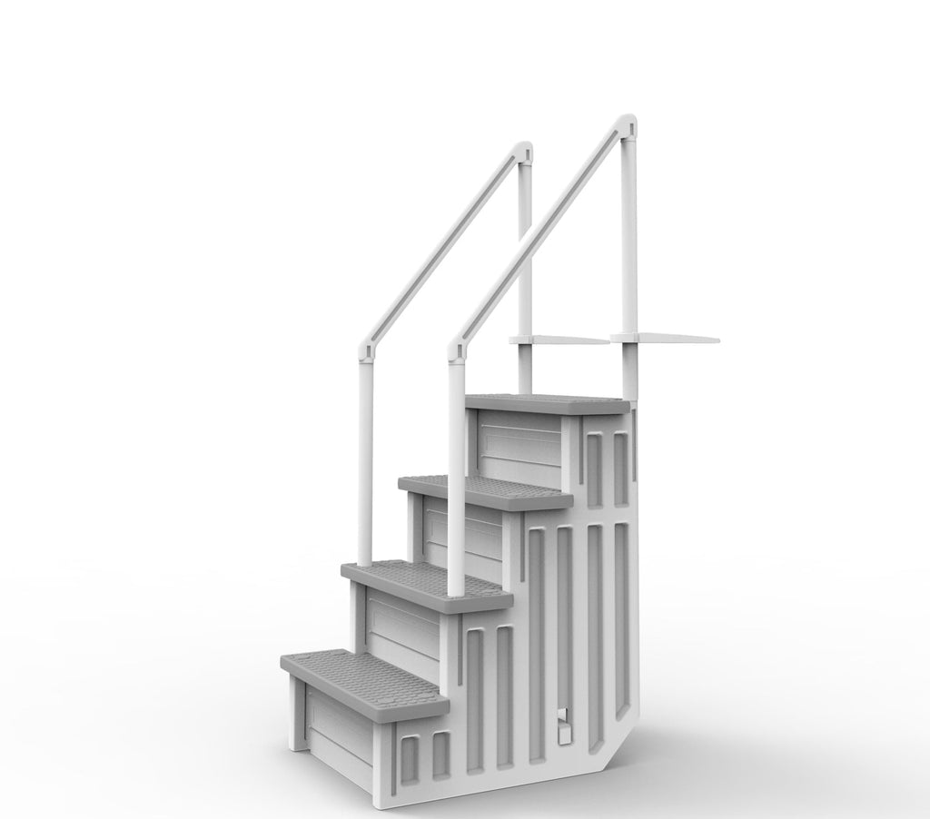Aqua Select White Outside Flip-up Safety Ladder for Above Ground Pools 48-54H
