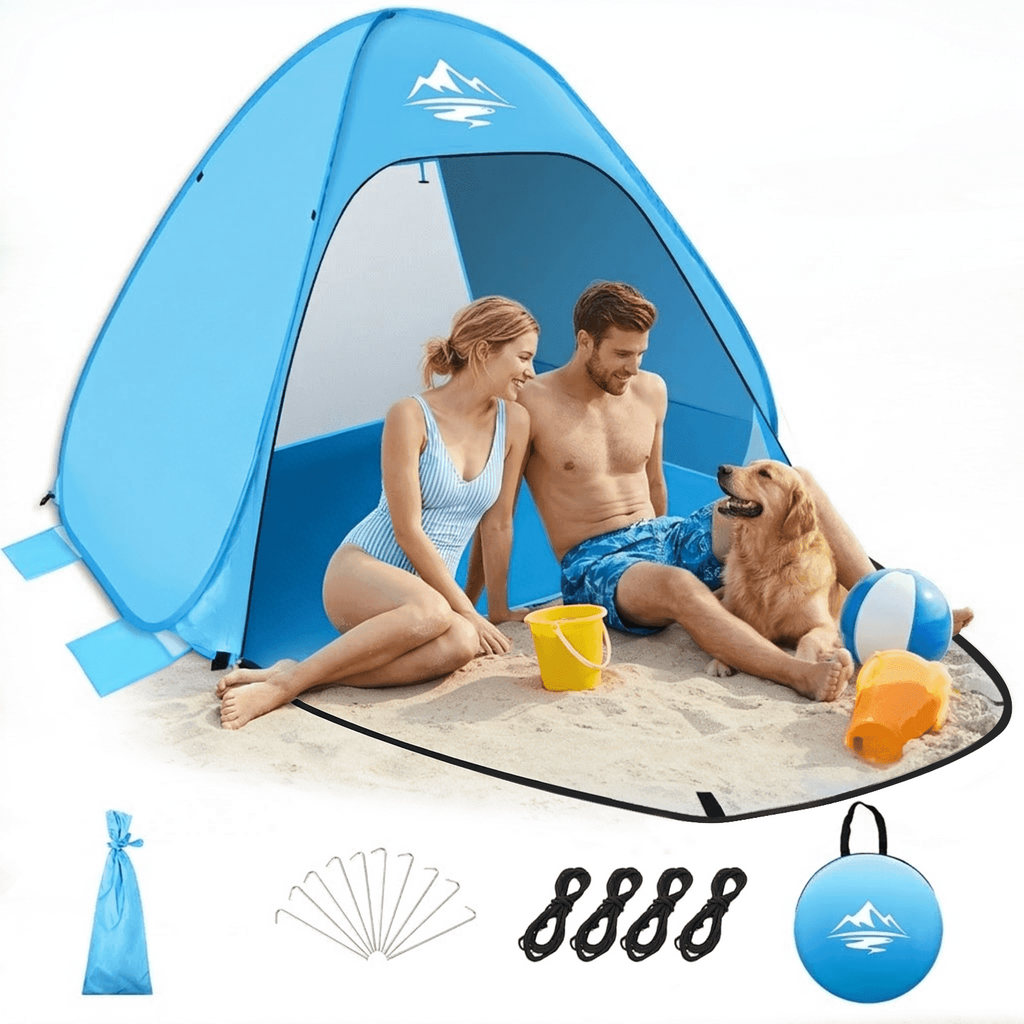 Pop up Beach Tent,  1-2 Person Portable Sun Shelter with UV 50+ Protection for Seaside and Picnic, Sky Blue