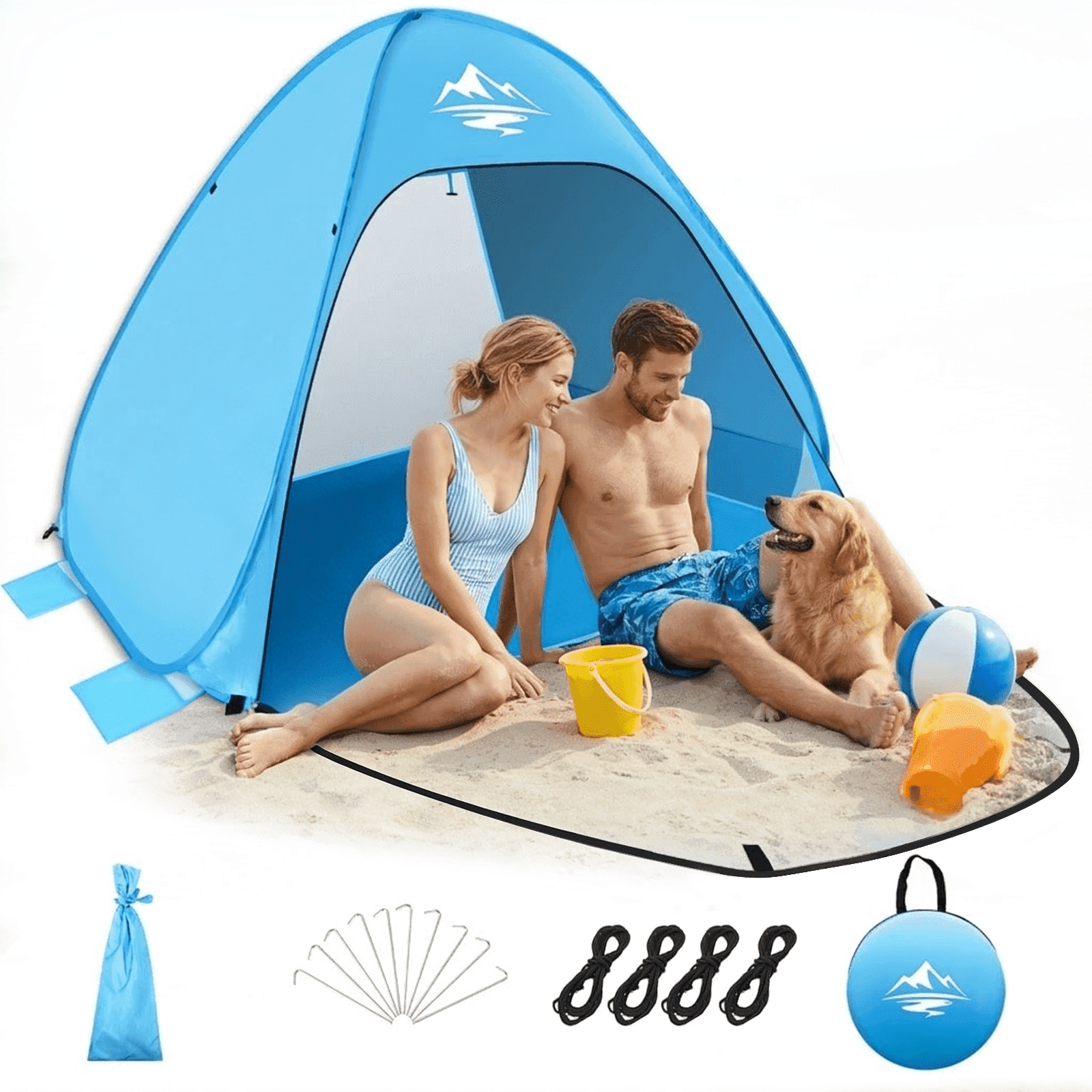 Pop up Beach Tent,  1-2 Person Portable Sun Shelter with UV 50+ Protection for Seaside and Picnic, Sky Blue