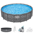 Bestway APX 365 18'x52 Metal Frame Above Ground Pool w/ Sand Filter Pump, Ladder & Cover