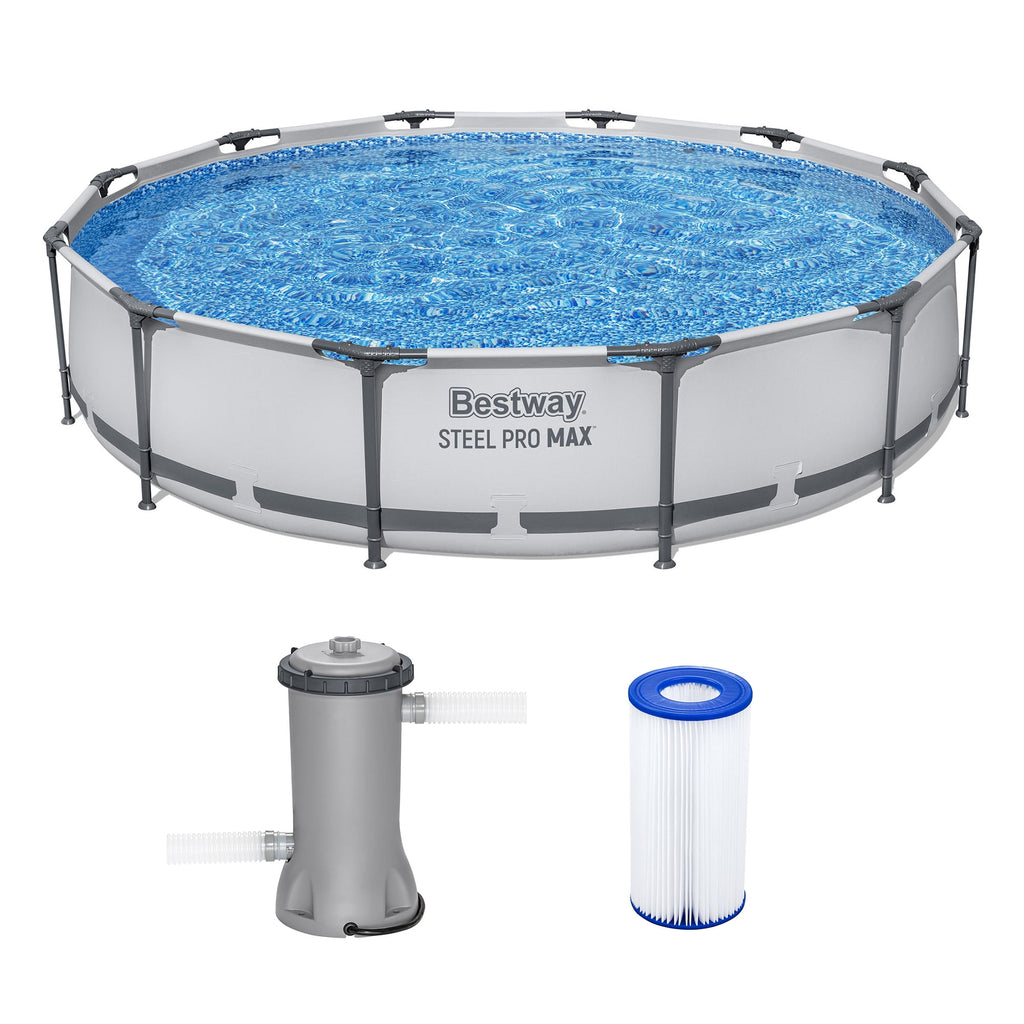 Bestway Steel Pro MAX 10'x30\ Metal Frame Above Ground Pool Set w/ Filter Pump & Cartridge