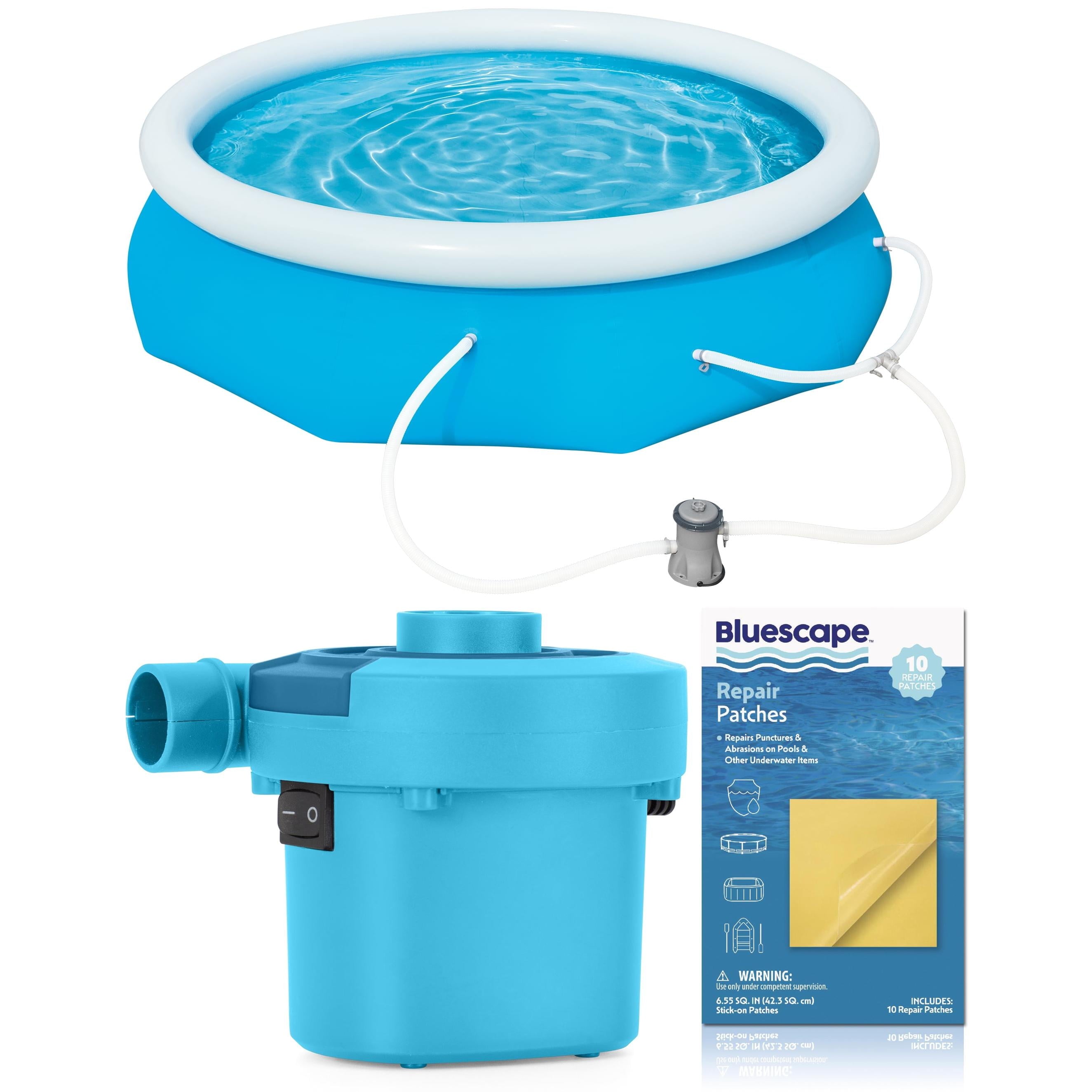 Bluescape Fast Set 10’ x 30” Round Inflatable Soft Sided Above Ground Pool Set