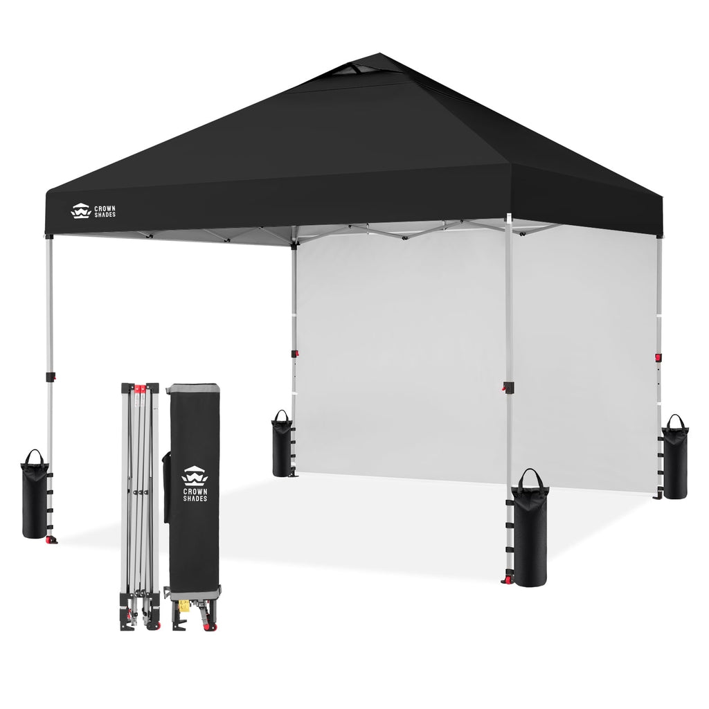 CROWN SHADES 10'x10' Instant Canopy Tent with 1 Sidewall with One Push Setup Sun Shelter for Events Parties Sky Blue