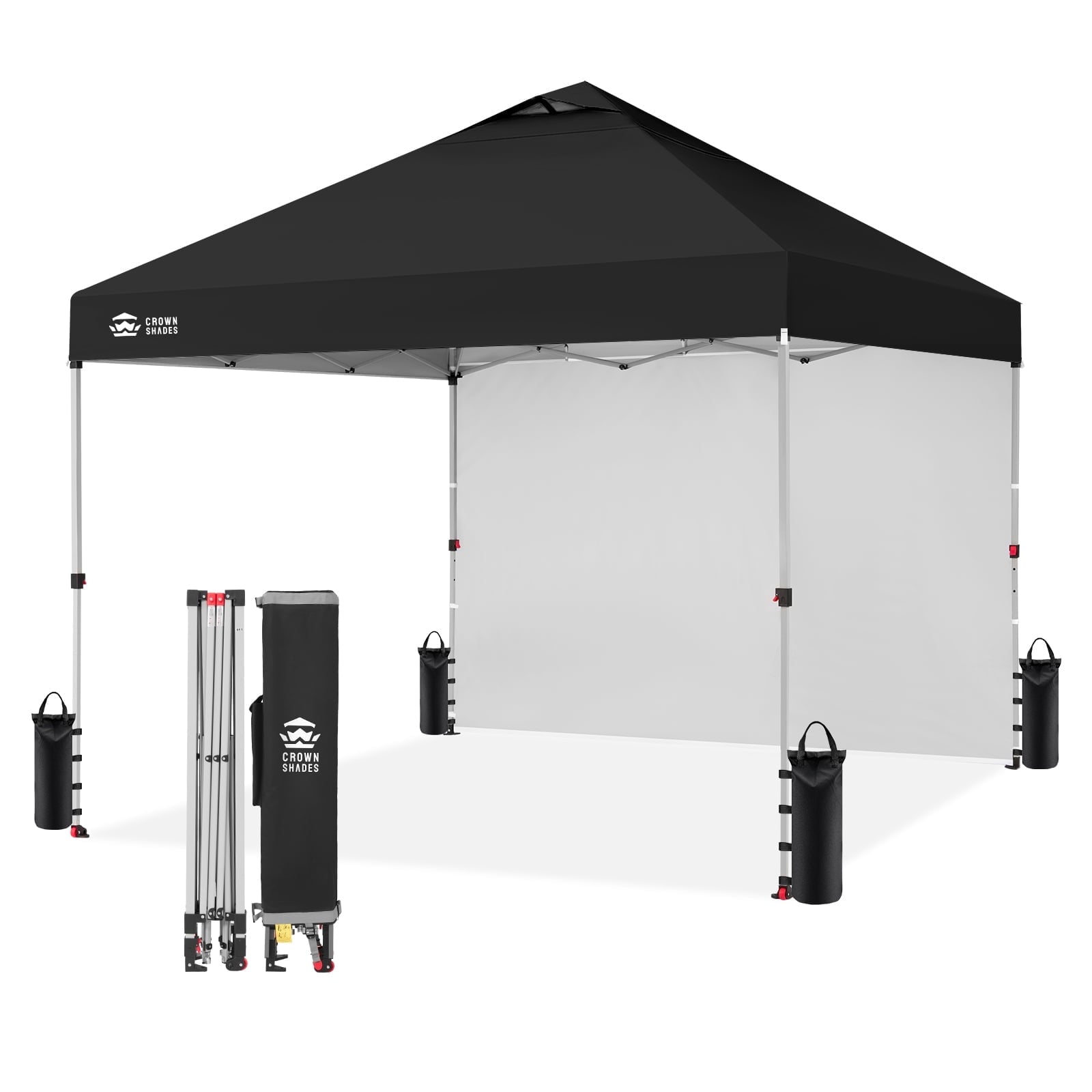 CROWN SHADES 10'x10' Instant Canopy Tent with 1 Sidewall with One Push Setup Sun Shelter for Events Parties Sky Blue