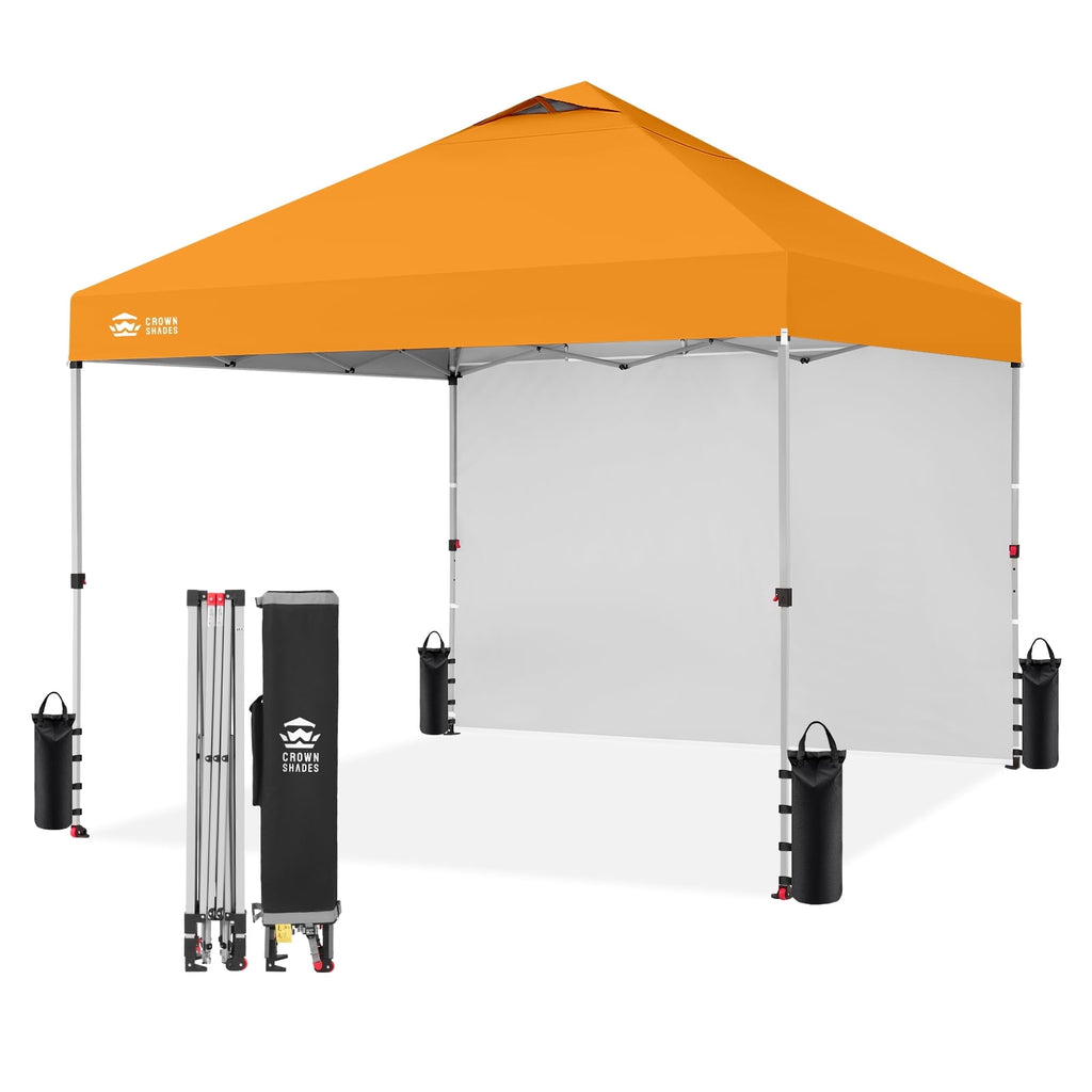 CROWN SHADES 10'x10' Instant Canopy Tent with 1 Sidewall with One Push Setup Sun Shelter for Events Parties Sky Blue