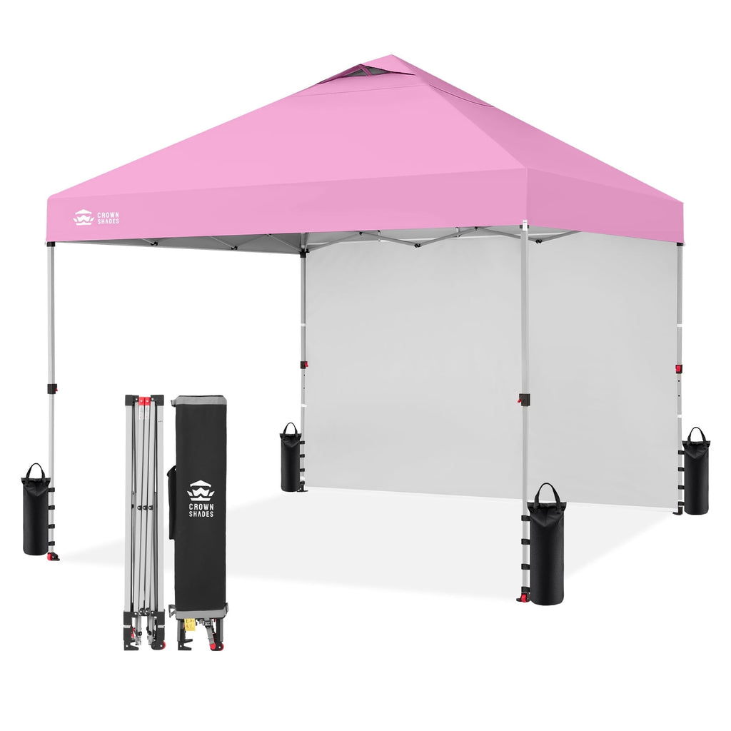 CROWN SHADES 10'x10' Instant Canopy Tent with 1 Sidewall with One Push Setup Sun Shelter for Events Parties Sky Blue
