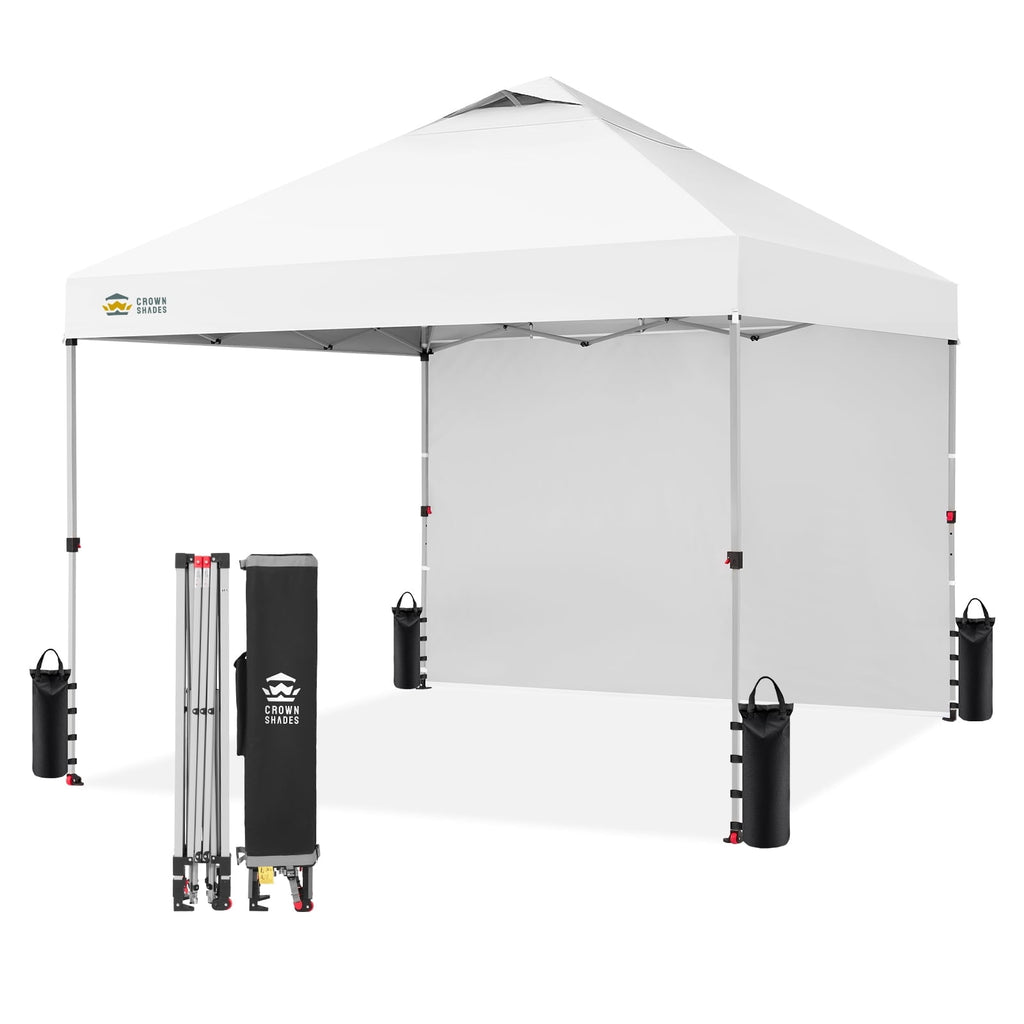 CROWN SHADES 10'x10' Instant Canopy Tent with 1 Sidewall with One Push Setup Sun Shelter for Events Parties Sky Blue