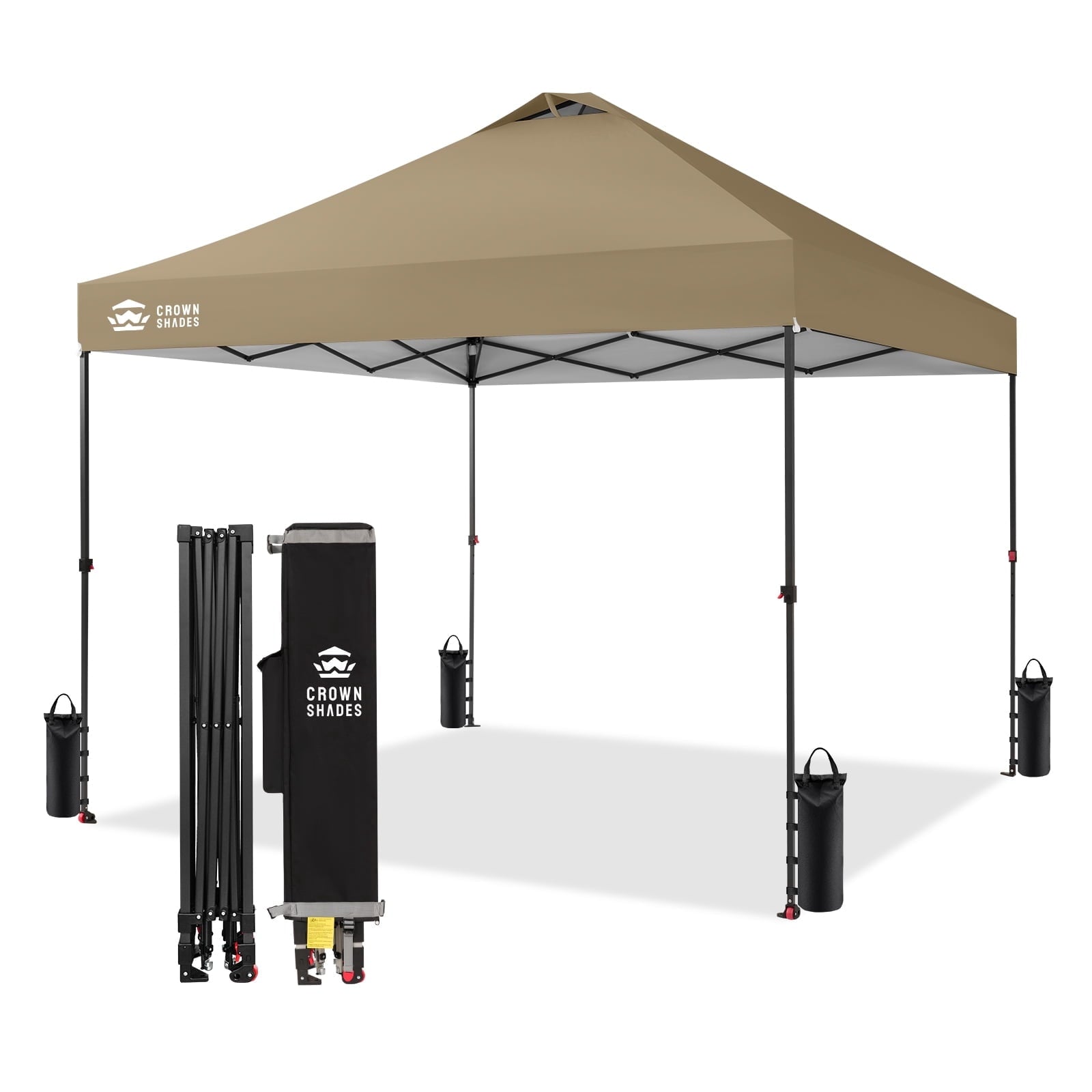 CROWN SHADES 10x10 Pop Up Canopy Patented Center Lock One Push Instant Outdoor Canopy Tent Grey