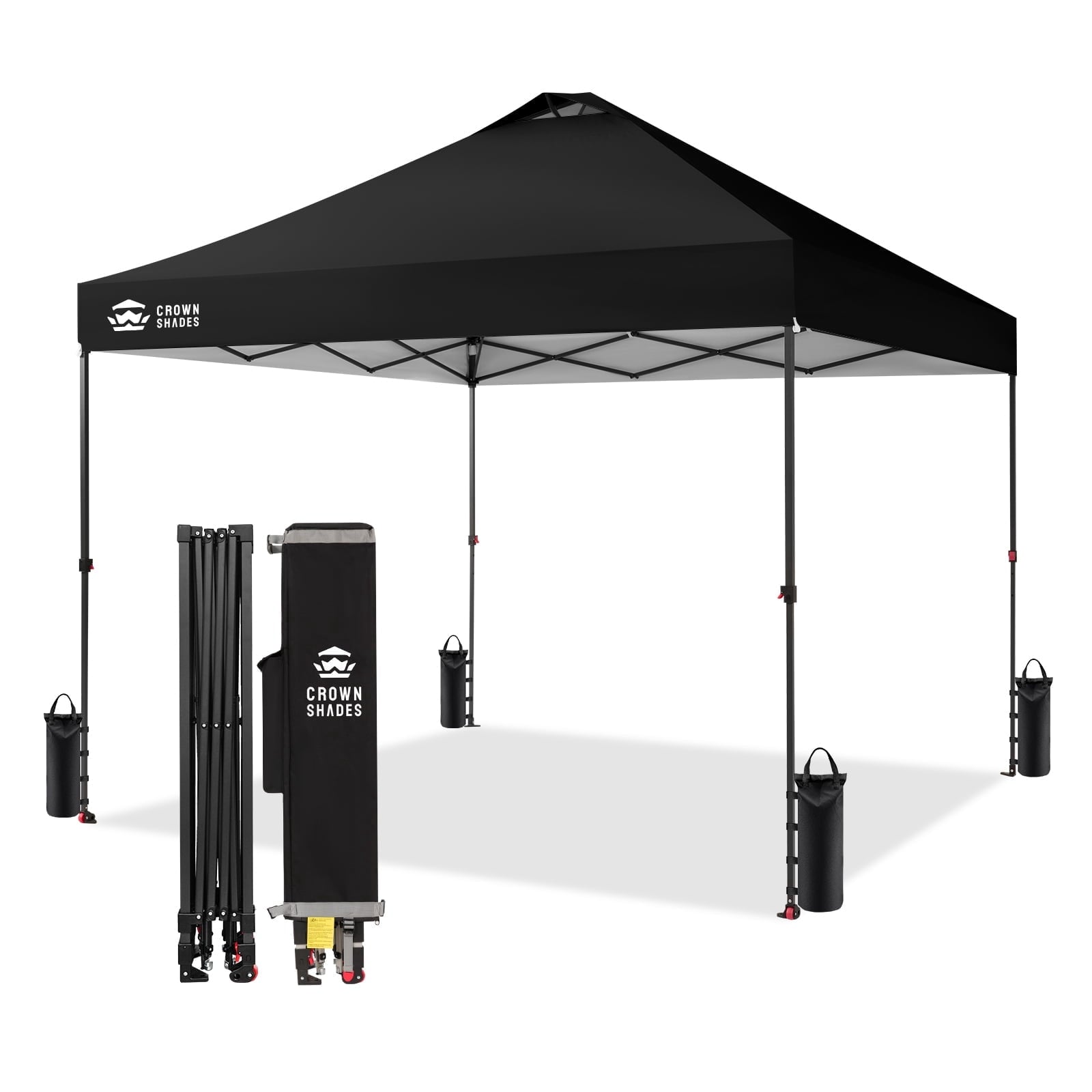 CROWN SHADES 10x10 Pop Up Canopy Patented Center Lock One Push Instant Outdoor Canopy Tent Grey