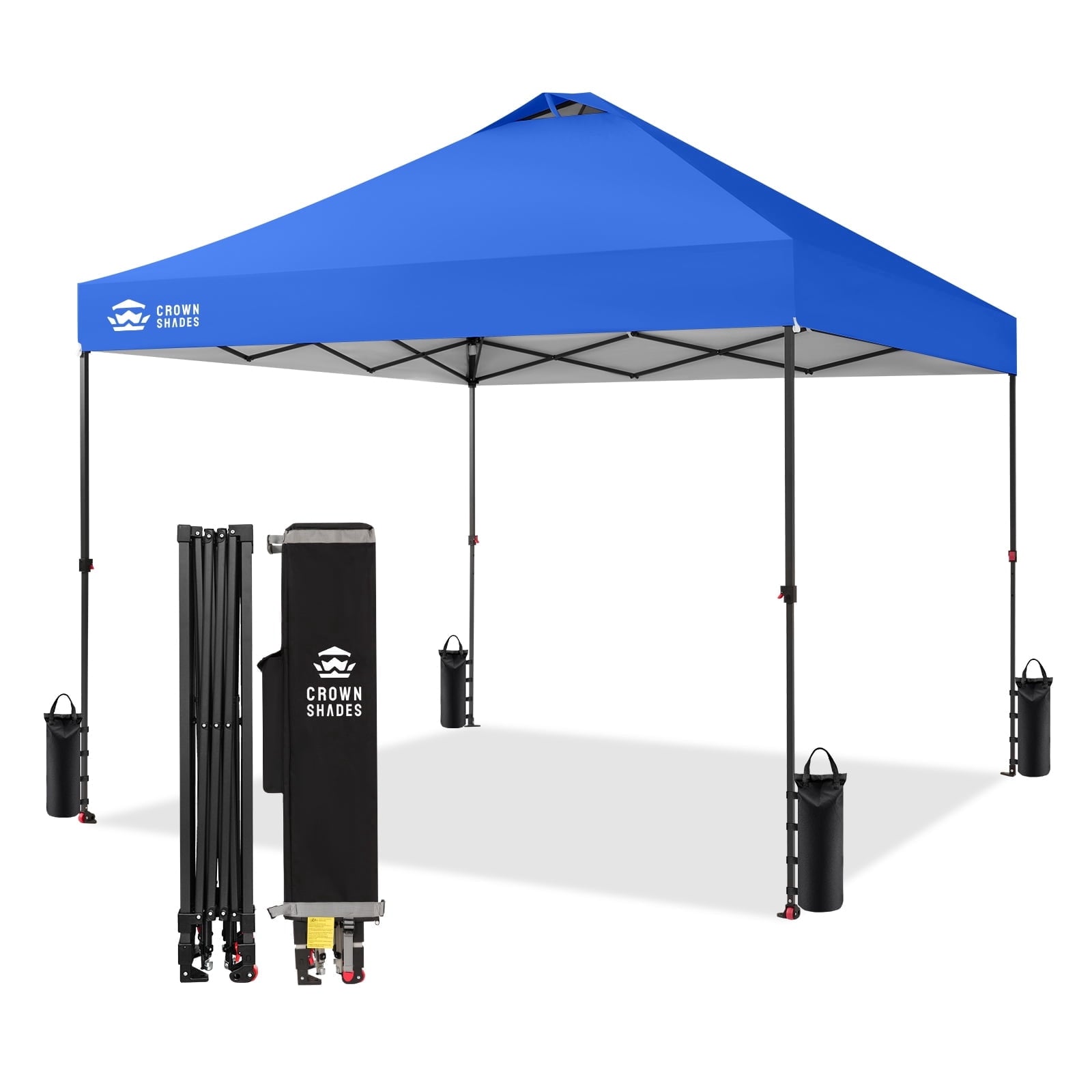 CROWN SHADES 10x10 Pop Up Canopy Patented Center Lock One Push Instant Outdoor Canopy Tent Grey