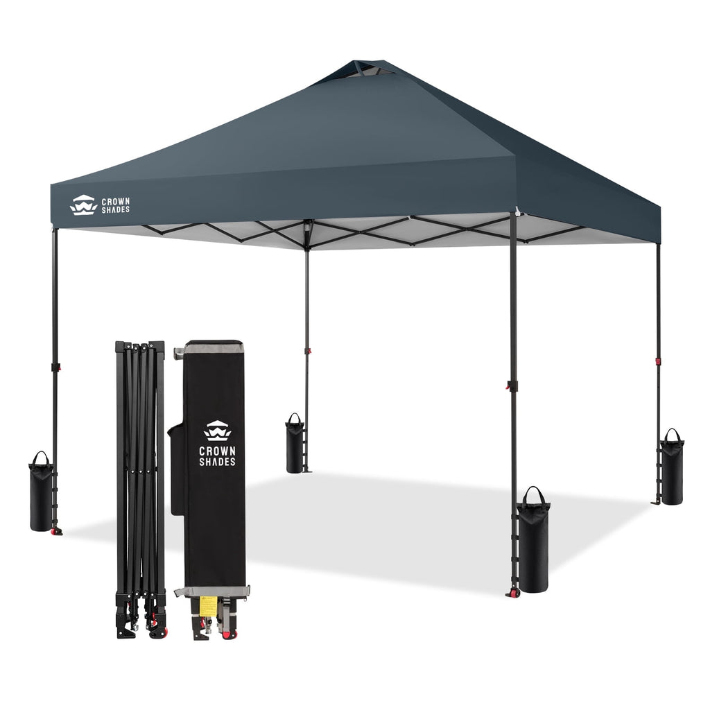 CROWN SHADES 10x10 Pop Up Canopy Patented Center Lock One Push Instant Outdoor Canopy Tent Grey