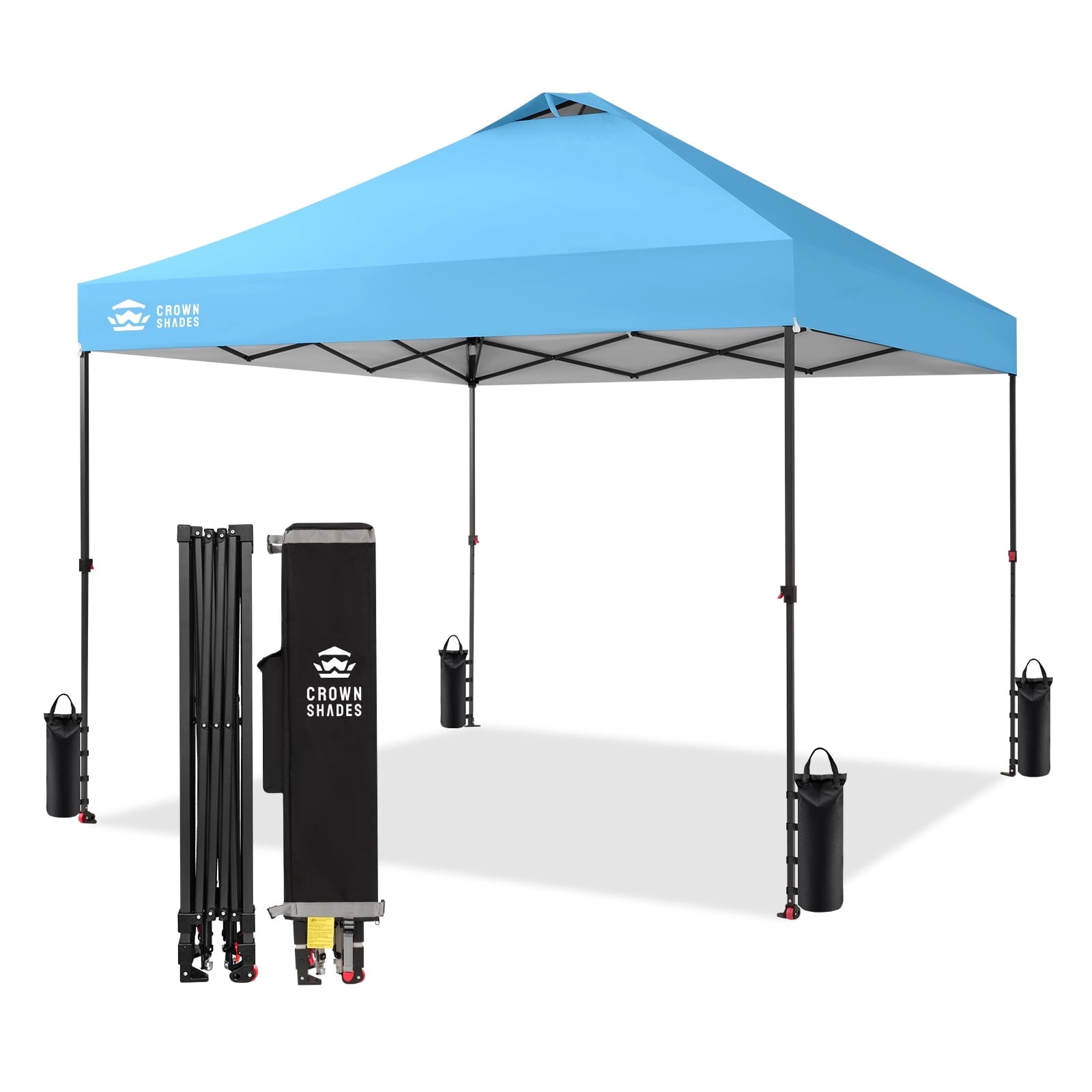CROWN SHADES 10x10 Pop Up Canopy Patented Center Lock One Push Instant Outdoor Canopy Tent Grey