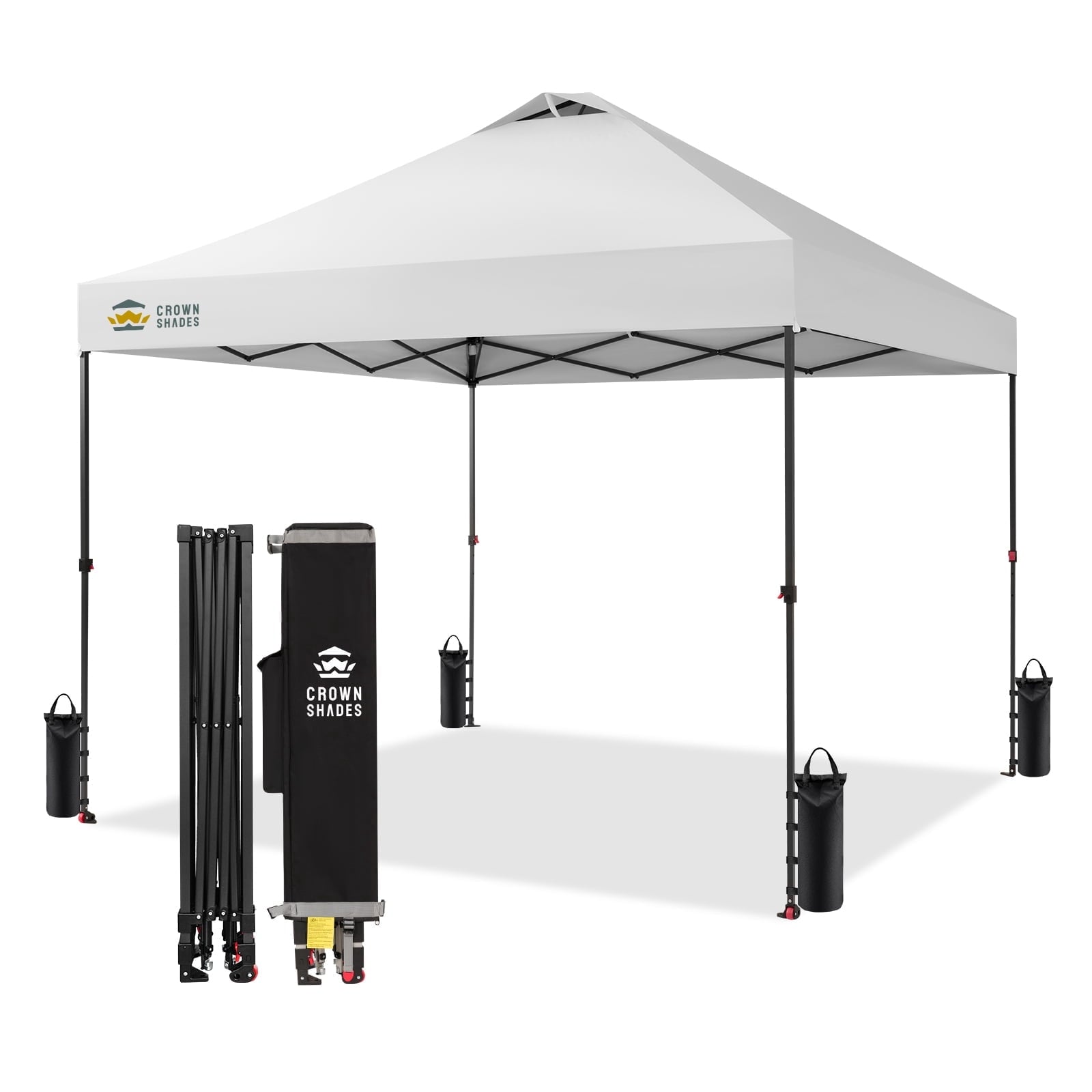 CROWN SHADES 10x10 Pop Up Canopy Patented Center Lock One Push Instant Outdoor Canopy Tent Grey
