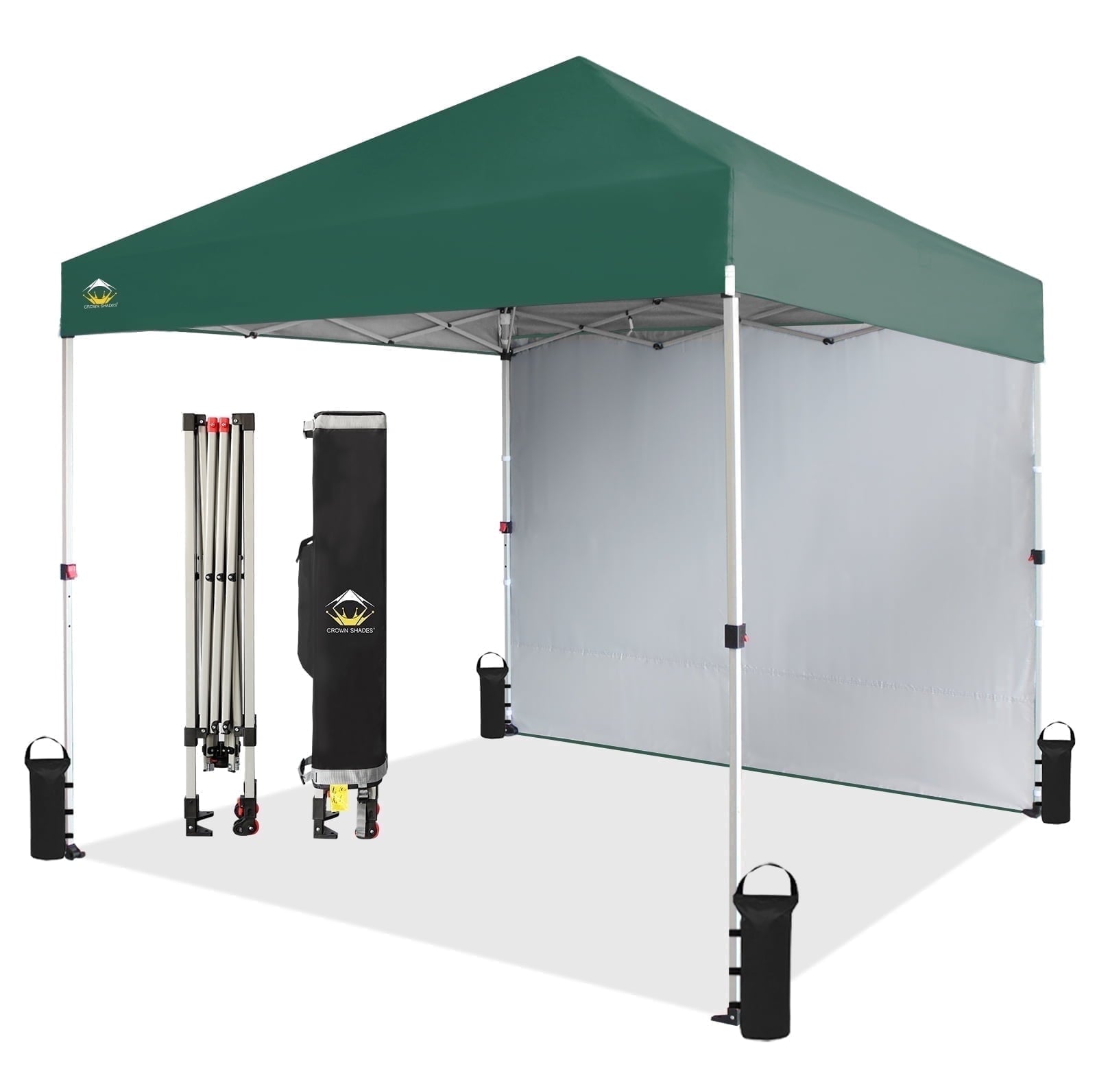CROWN SHADES 10'x10' Instant Canopy Tent with 1 Sidewall with One Push Setup Sun Shelter for Events Parties Sky Blue