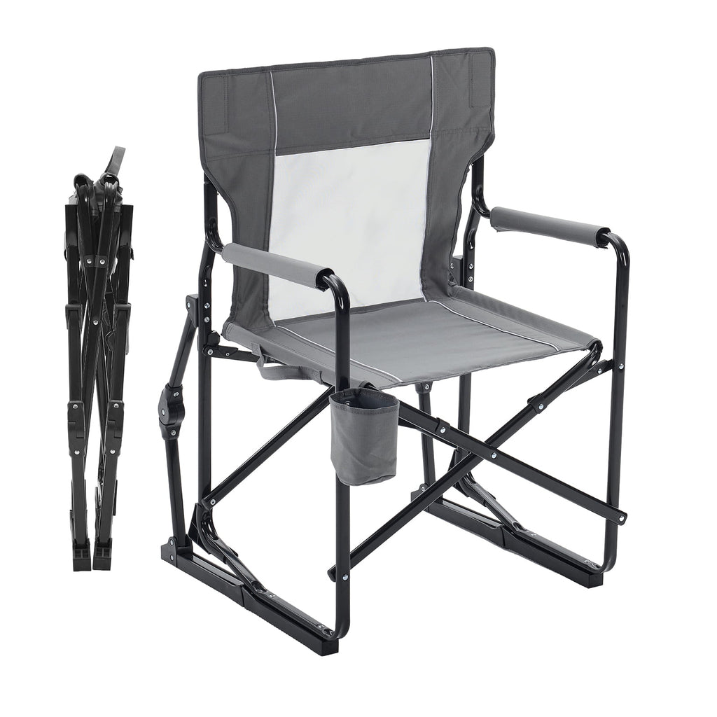 EDX Folding Camping Chair, Padded High Back, Adjustable Lumbar Support, Extra Wide for Adults, 500 lbs Steel Frame, Portable Outdoor,Black