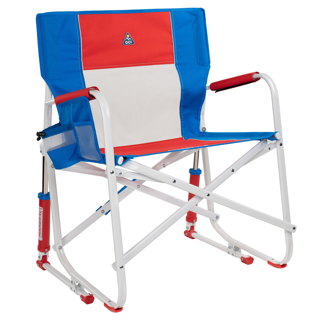 GCI Outdoor Freestyle Rocker XL Oversized Foldable Rocking Camp Chair, Pewter