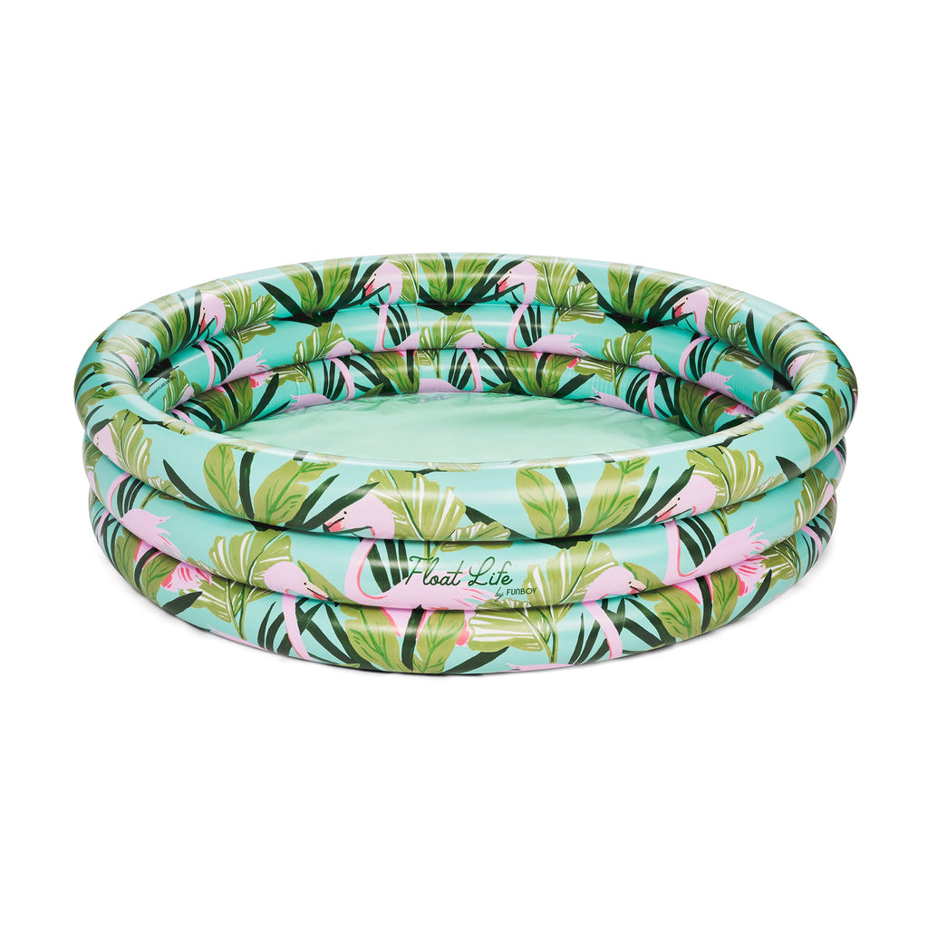 Float Life by Funboy Inflatable 3-Ring Pool, Blue Stripe - Summer Breeze, 65 Diameter, Children 6+