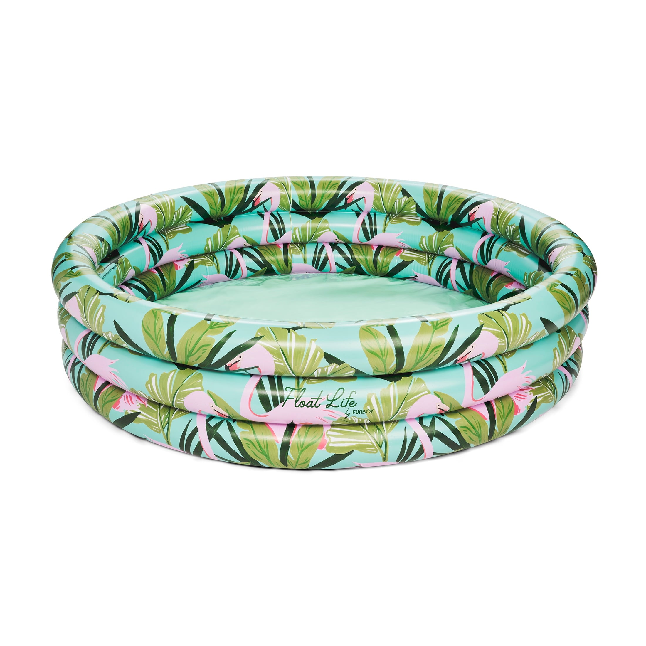 Float Life by Funboy Inflatable 3-Ring Pool, Blue Stripe - Summer Breeze, 65 Diameter, Children 6+