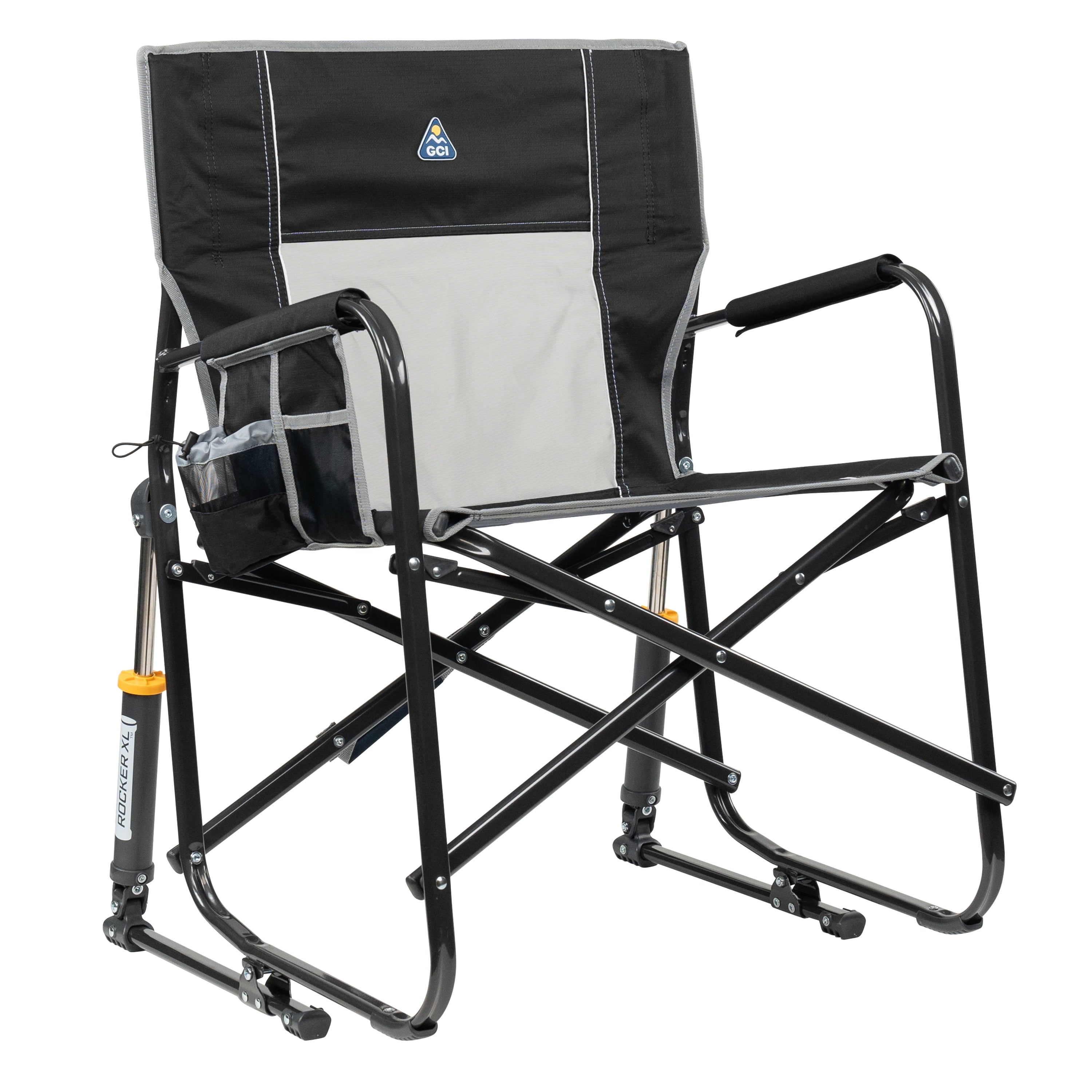 GCI Outdoor Freestyle Rocker XL Oversized Foldable Rocking Camp Chair, Pewter