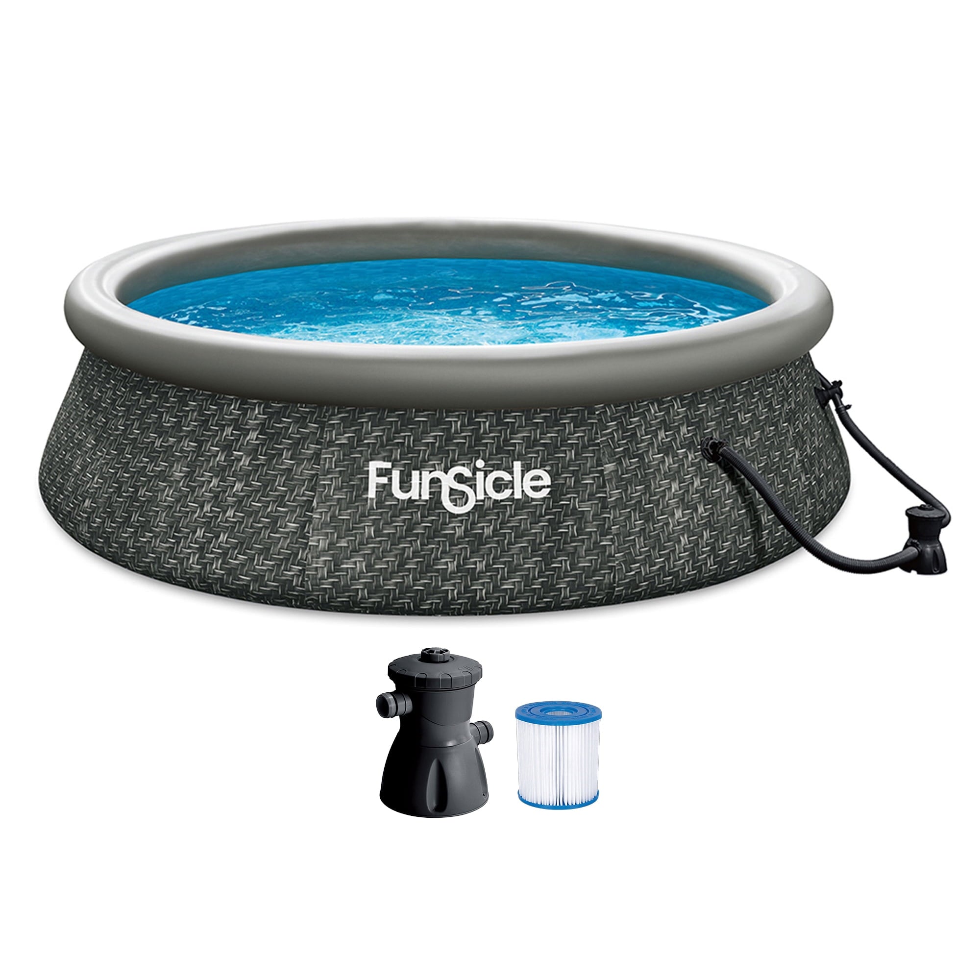 Funsicle Quickset 14’ x 36” Round Inflatable Top Ring Above Ground Swimming Pool Set